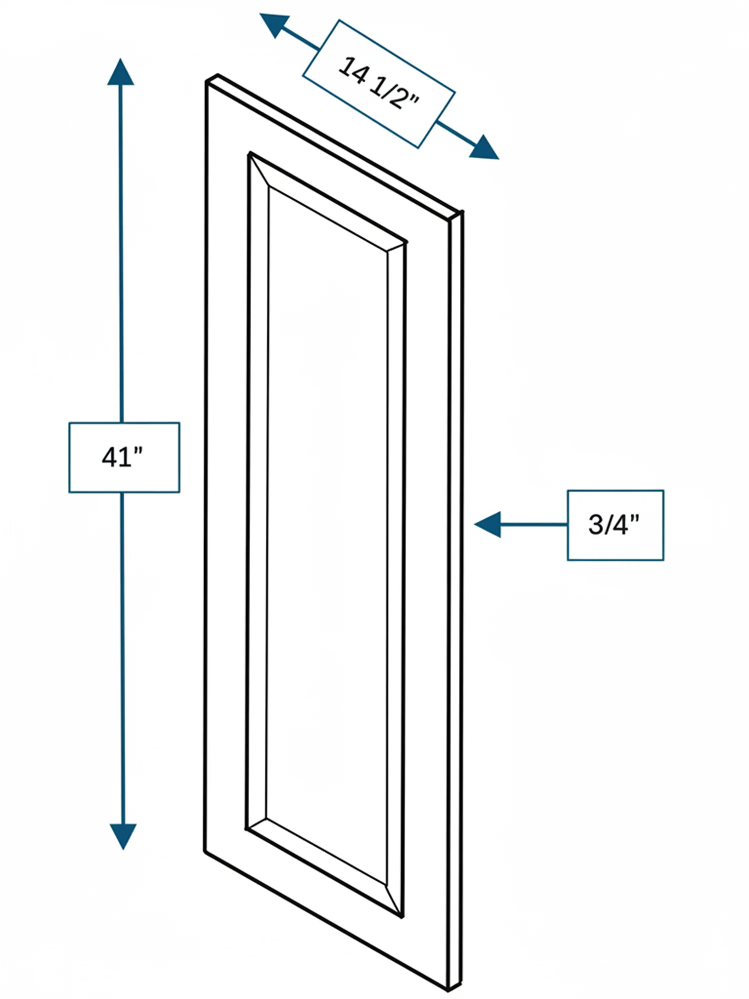 Harbour Town White Bevel Shaker Clear Glass Door 15 in. x 42 in.