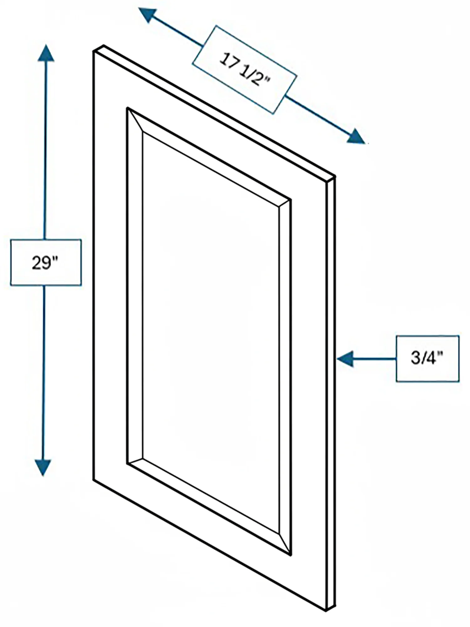 Harbour Town White Bevel Shaker Clear Glass Door 18 in. x 30 in.
