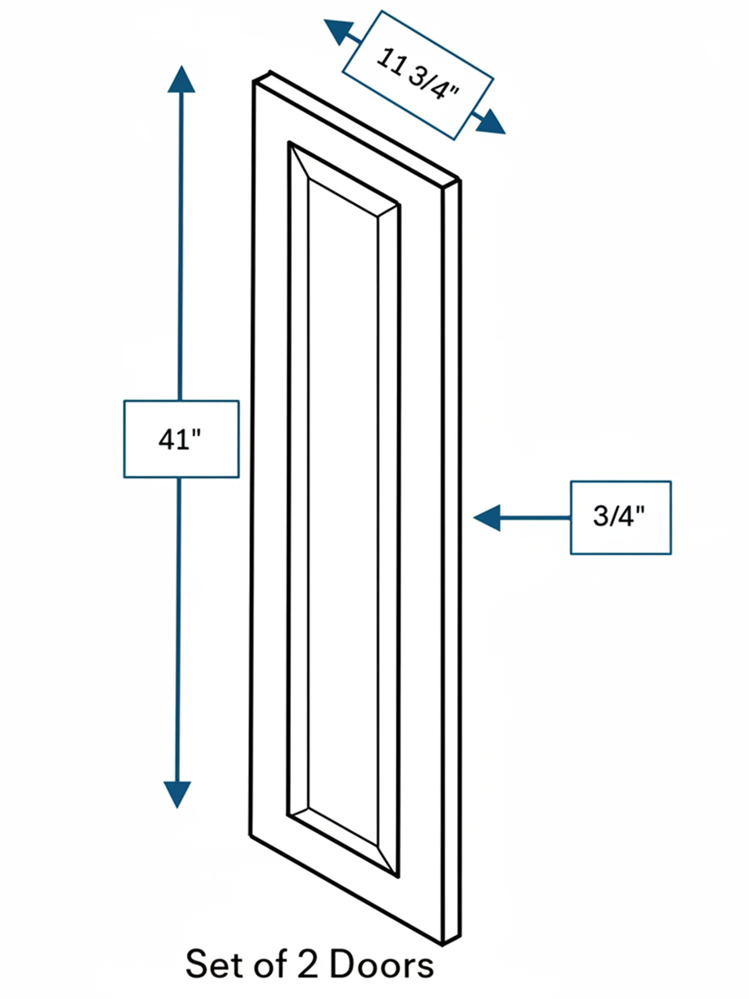 Harbour Town White Bevel Shaker Clear Glass Door 24 in. x 42 in. - 2 Pack