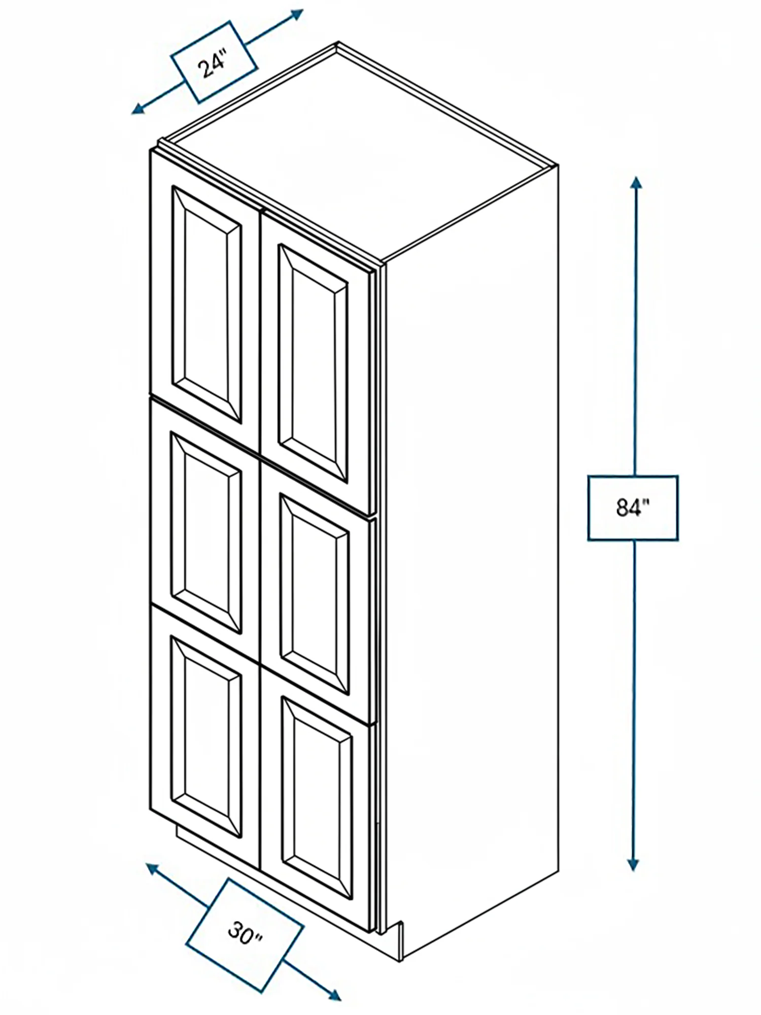 Harbour Town White Bevel Shaker Pantry Cabinet 30 in. x 24 in. x 84 in.