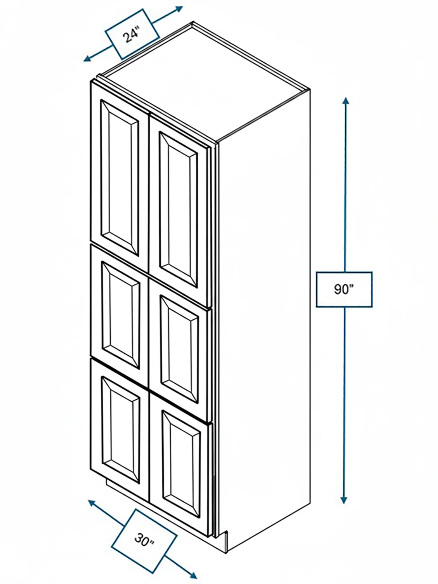 Harbour Town White Bevel Shaker Pantry Cabinet 30 in. x 24 in. x 90 in.