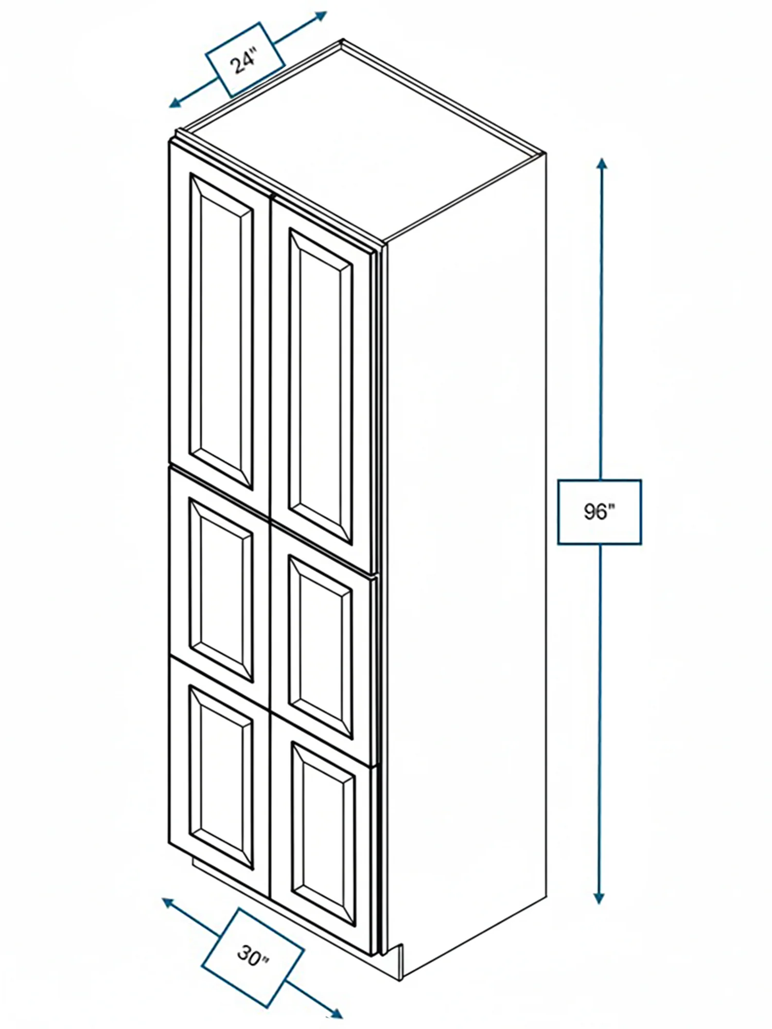 Harbour Town White Bevel Shaker Pantry Cabinet 30 in. x 24 in. x 96 in.