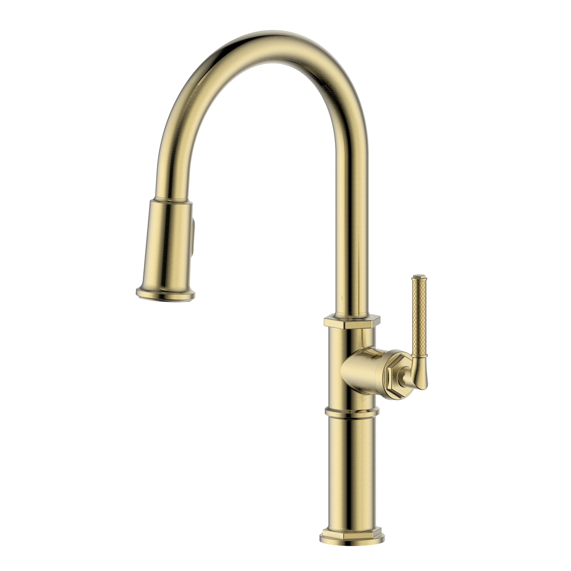Idris Single Handle Pull Down Kitchen Faucet with Sprayer in Brushed Gold - RVF1239SG - Image 2