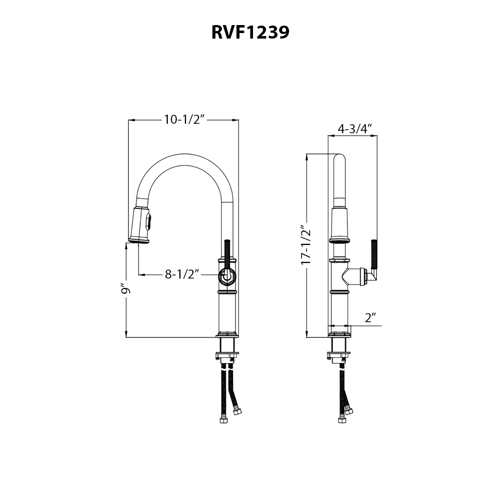 Idris Single Handle Pull Down Kitchen Faucet with Sprayer in Brushed Gold - RVF1239SG - Image 4