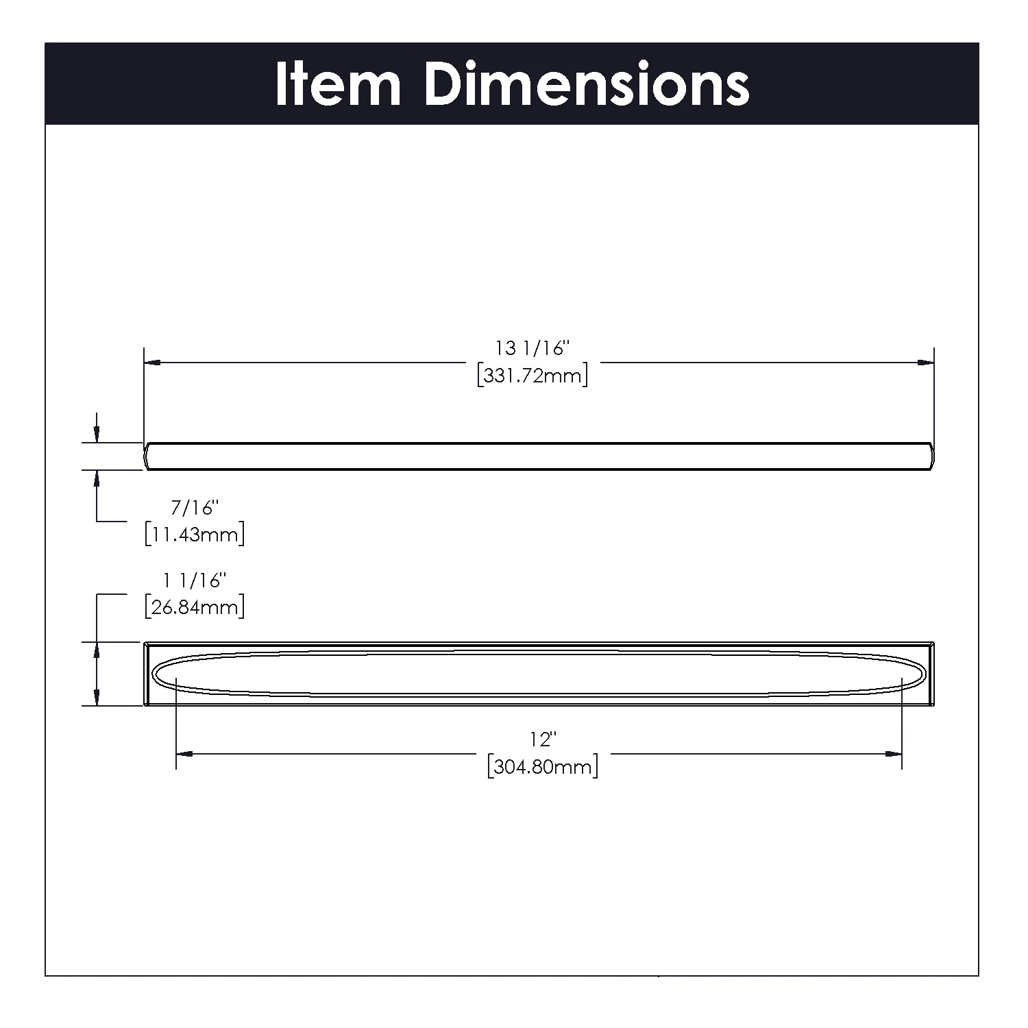 Ingot Pull 12 Inch Center to Center Chrome Finish - Image 4