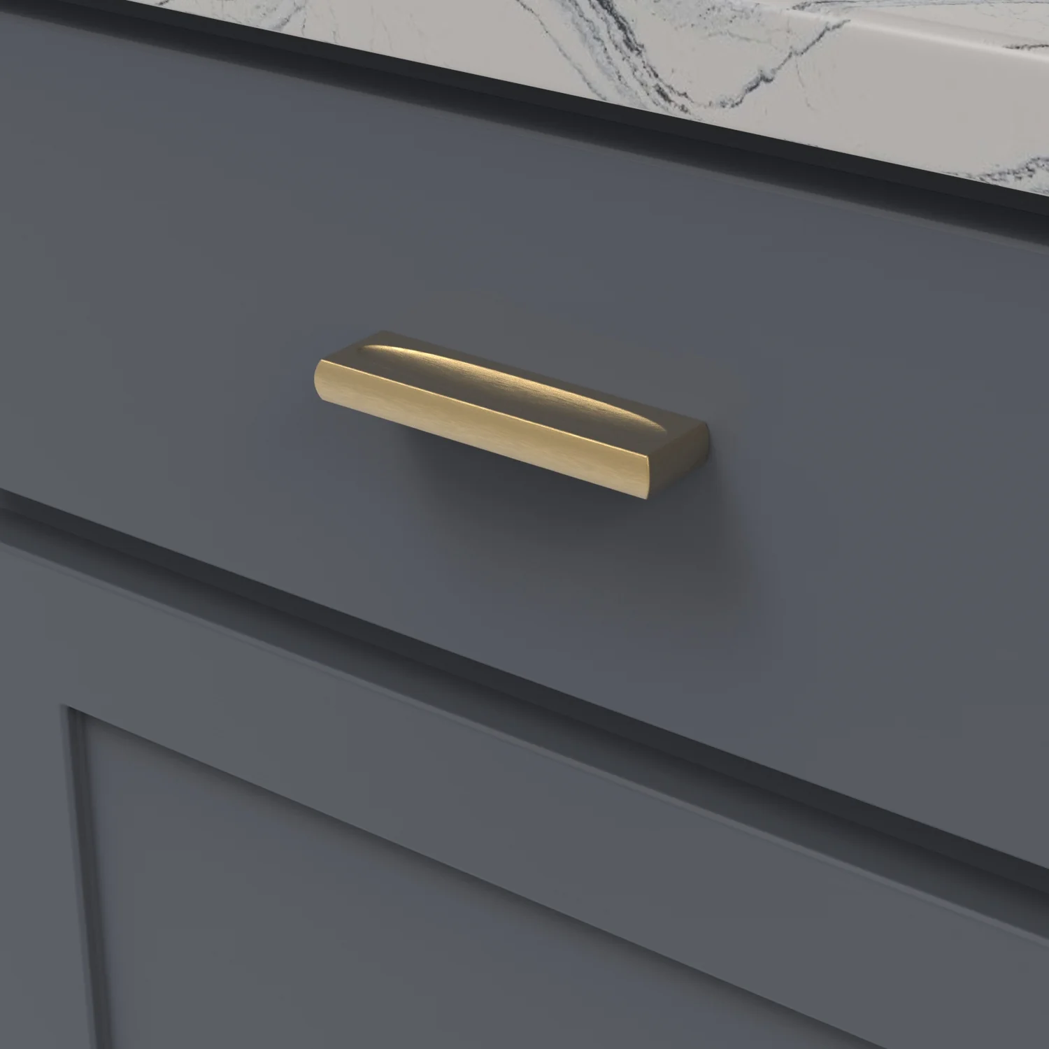 Ingot Pull 3 Inch Center to Center Brushed Golden Brass Finish - Image 2