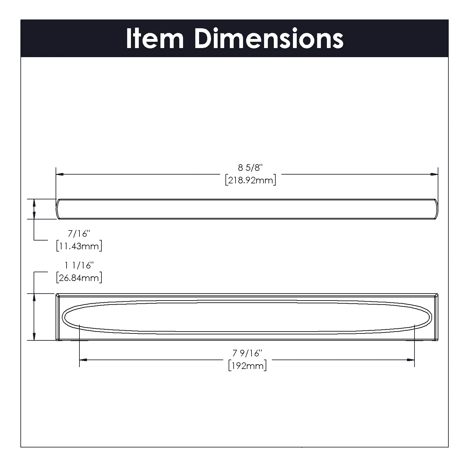 Ingot Pull 7-9/16 Inch (192mm) Center to Center Matte Black Finish - Image 4