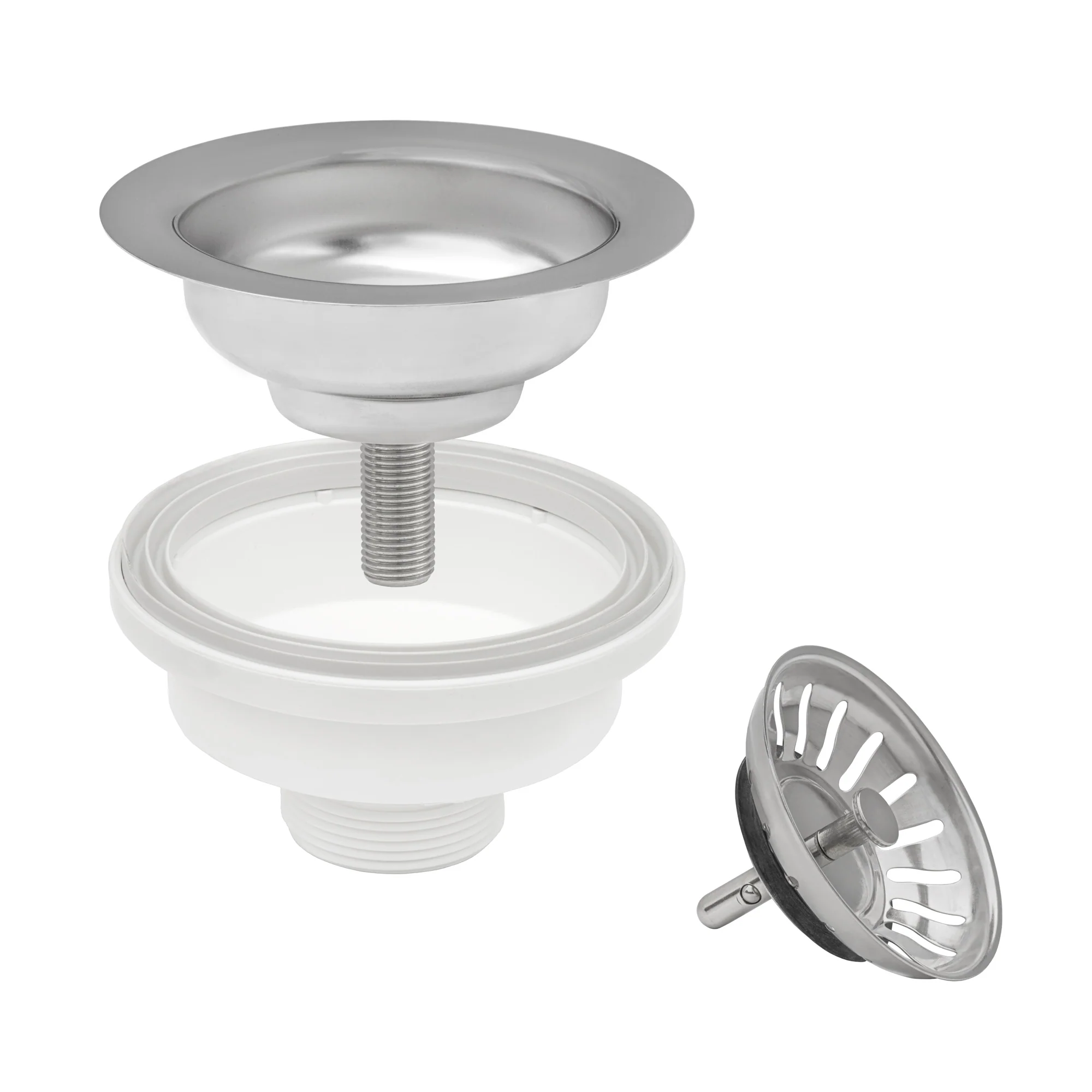 Kitchen Sink Basket Strainer Drain Assembly Stainless Steel - Image 2
