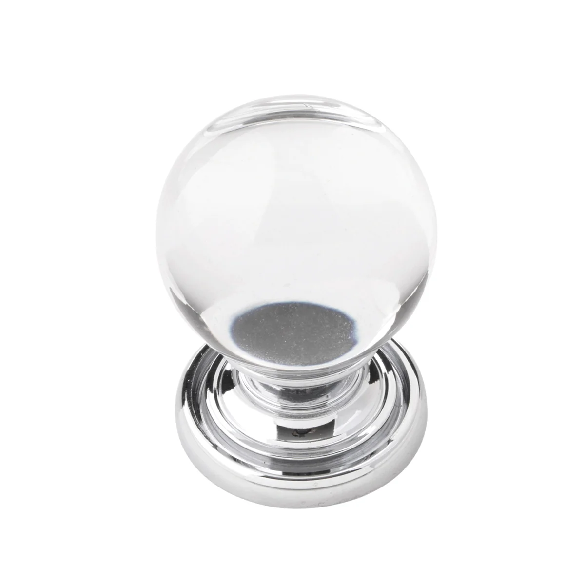 Luster Knob 1-1/8 Inch Diameter Glass with Chrome Finish