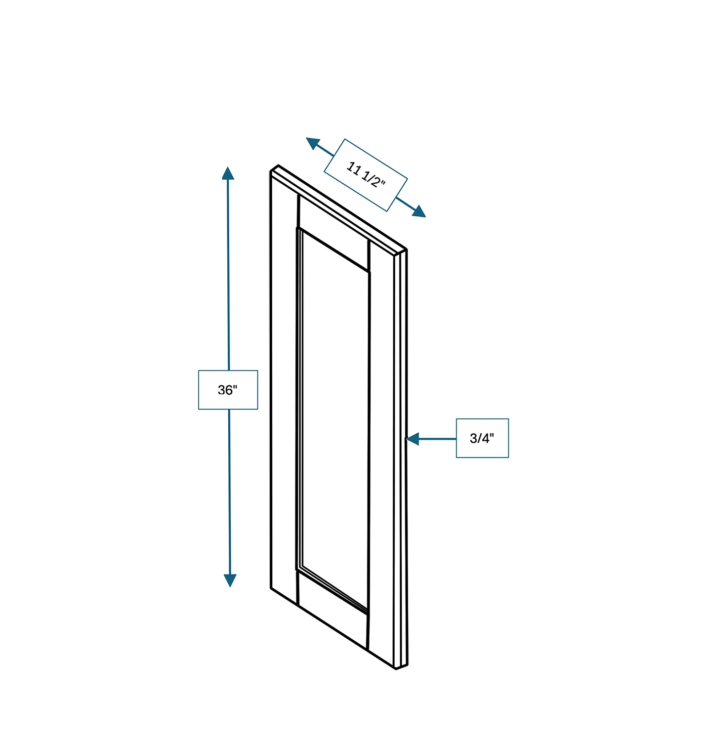 Malibu White Frosted Glass Door for 12 in. Wide x 12 in. Deep x 36 in. Tall - Wall Shaker Cabinet