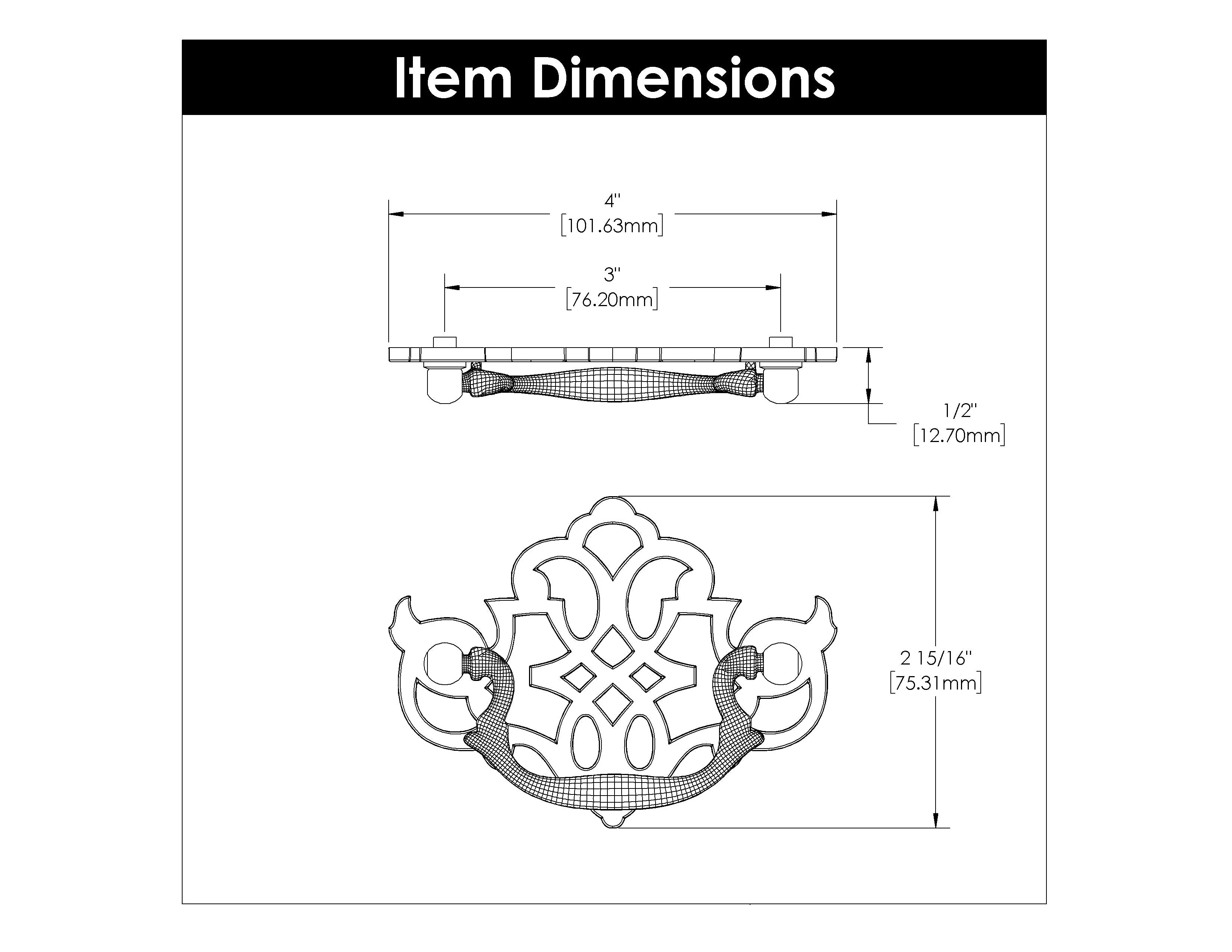 Manor House Backplate Pull 2 Inch Center to Center Lancaster Hand Polished Finish - Image 3