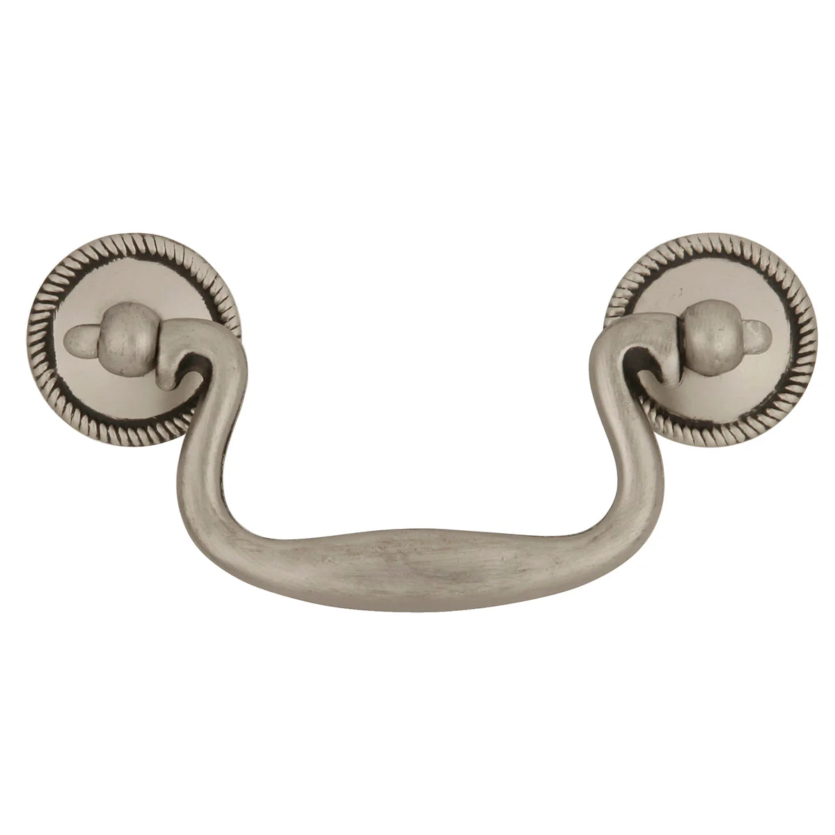 Manor House Rosette Backplate Pull 3 Inch Center to Center Silver Stone Finish - Image 2