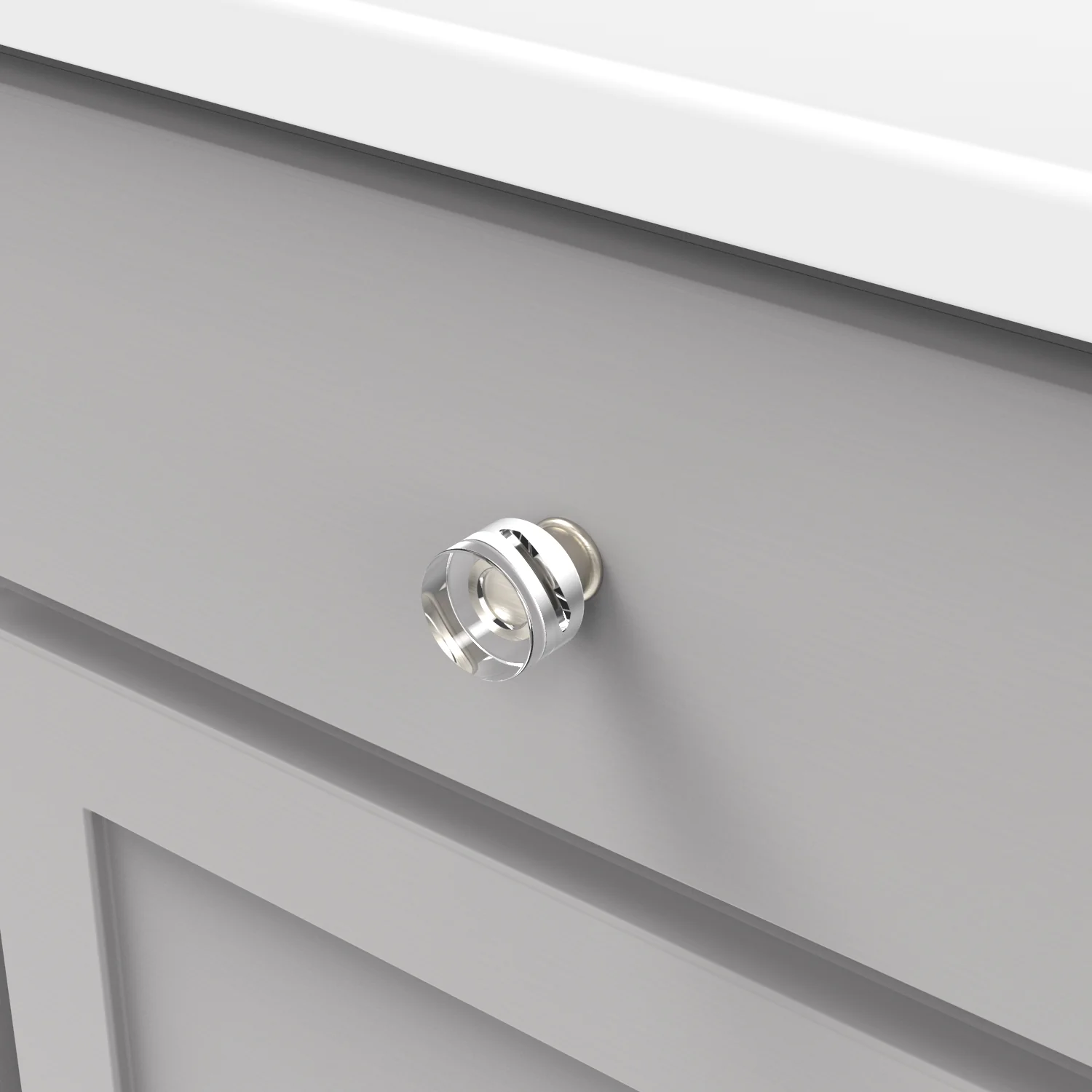 Midway Knob 1-1/4 Inch Diameter Crysacrylic with Satin Nickel Finish - Image 4