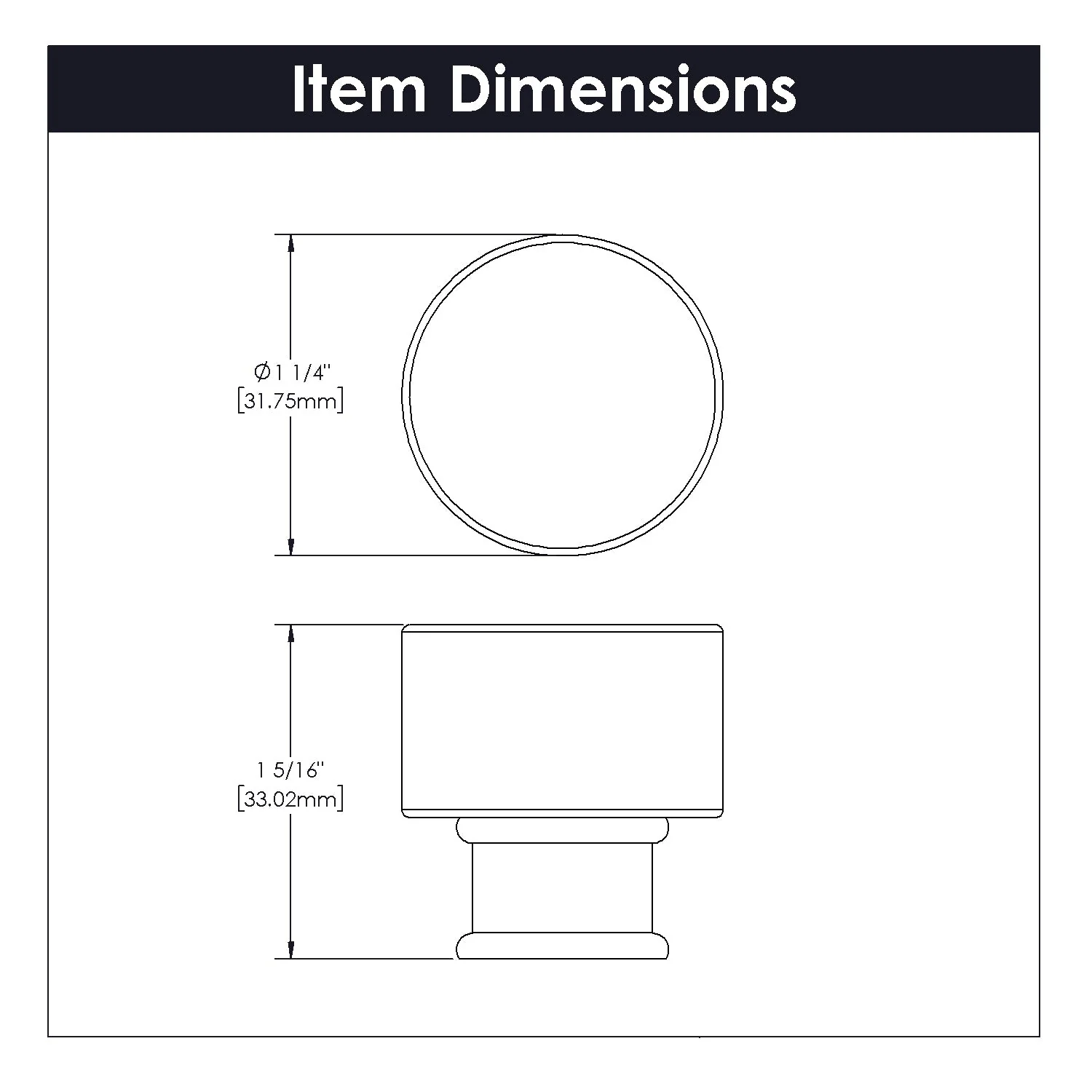 Midway Knob 1-1/4 Inch Diameter Crysacrylic with Matte Black Finish - Image 3