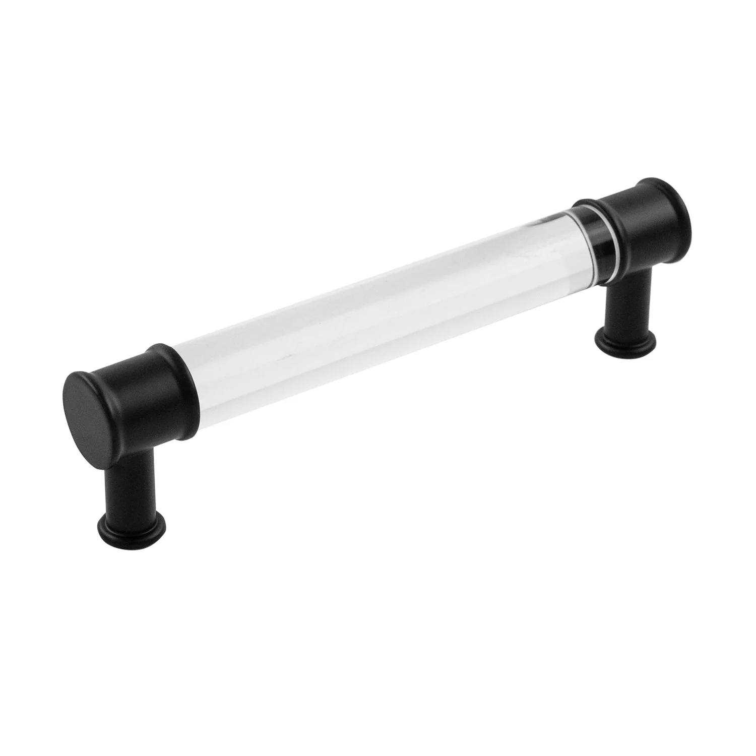 Midway Pull 5-1/16 Inch (128mm) Center to Center Crysacrylic with Matte Black Finish