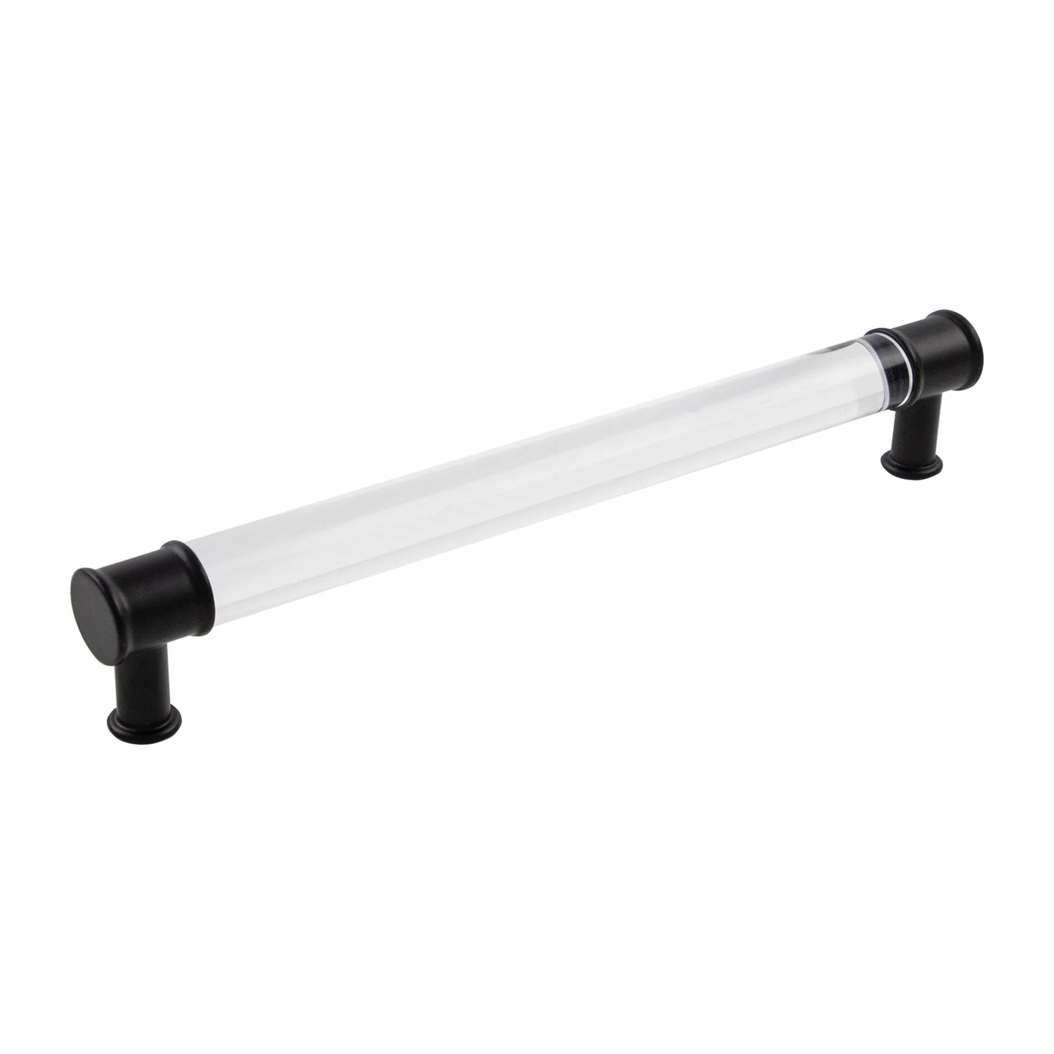 Midway Pull 8-13/16 Inch (224mm) Center to Center Crysacrylic with Matte Black Finish