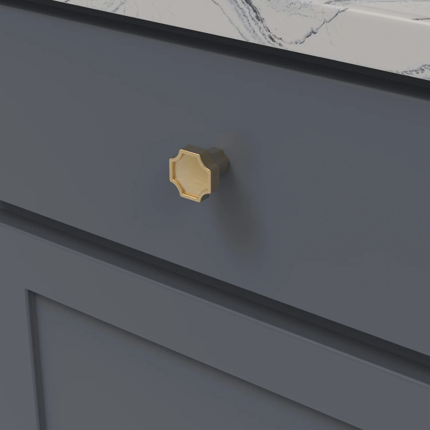 Monarch Knob 1-1/4 Inch x 1-1/4 Inch Brushed Golden Brass Finish - Image 2