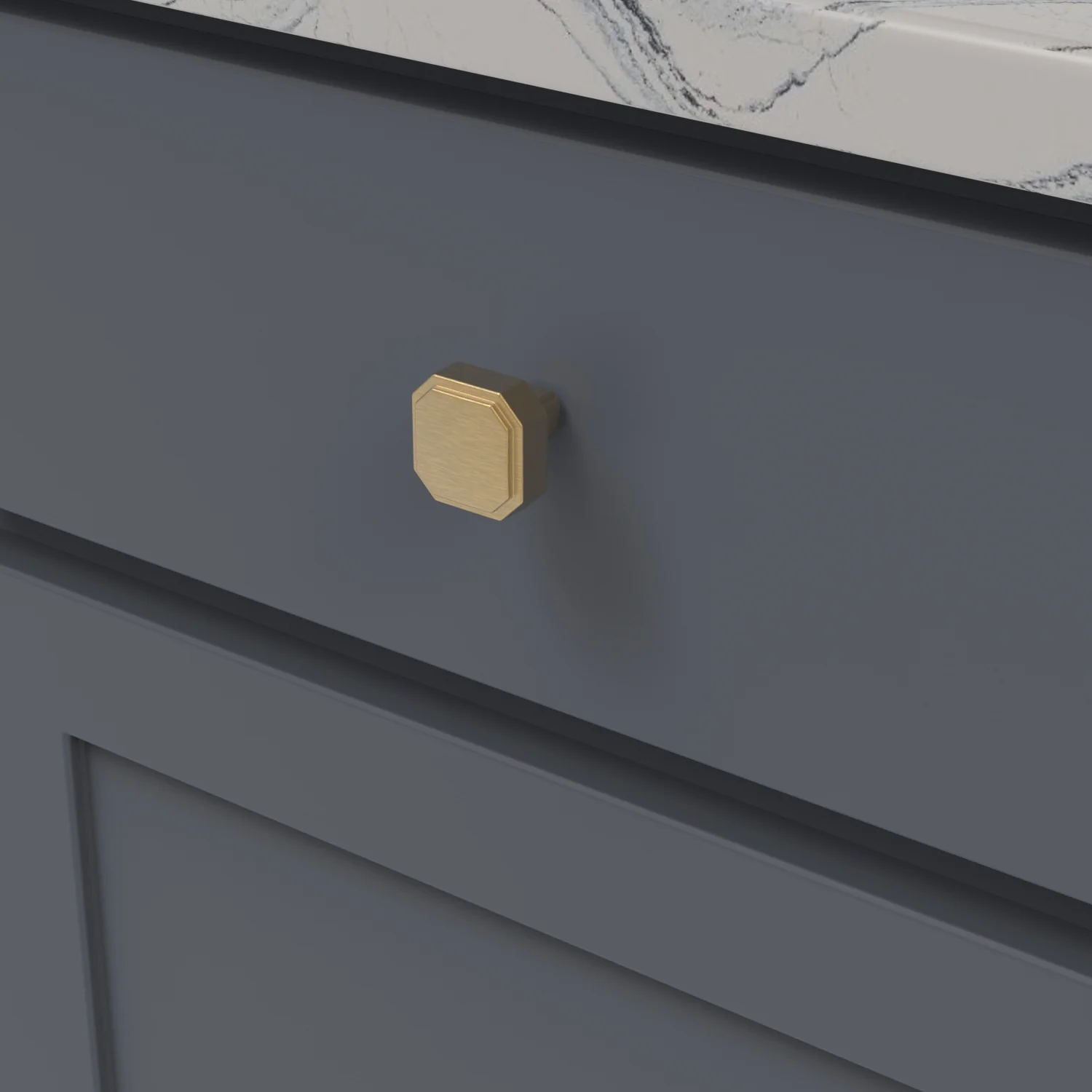 Monroe Knob 1-5/16 Inch x 1-5/16 Inch Brushed Golden Brass Finish - Image 2