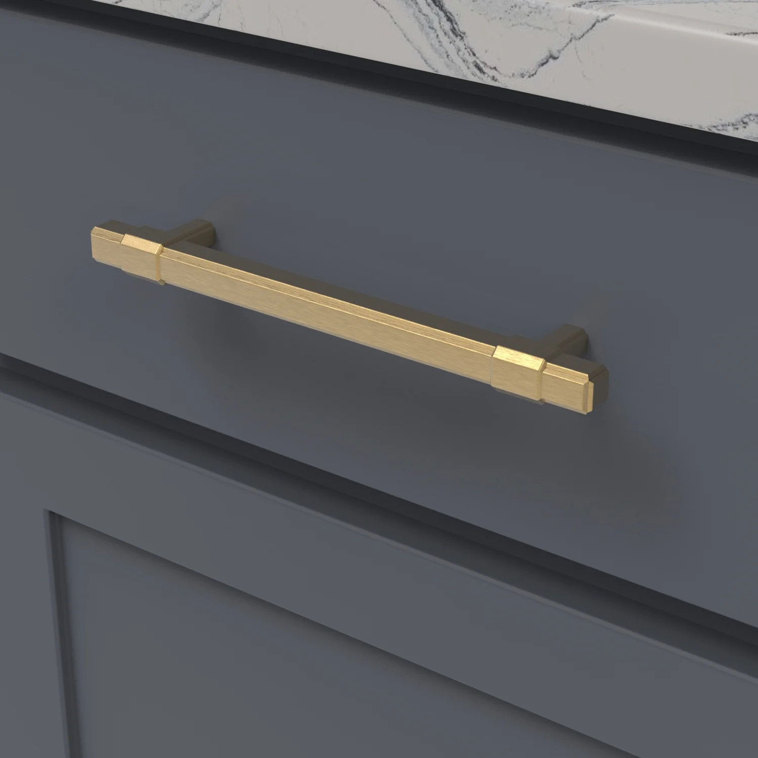 Monroe Pull 6-5/16 Inch (160mm) Center to Center Brushed Golden Brass Finish - Image 2