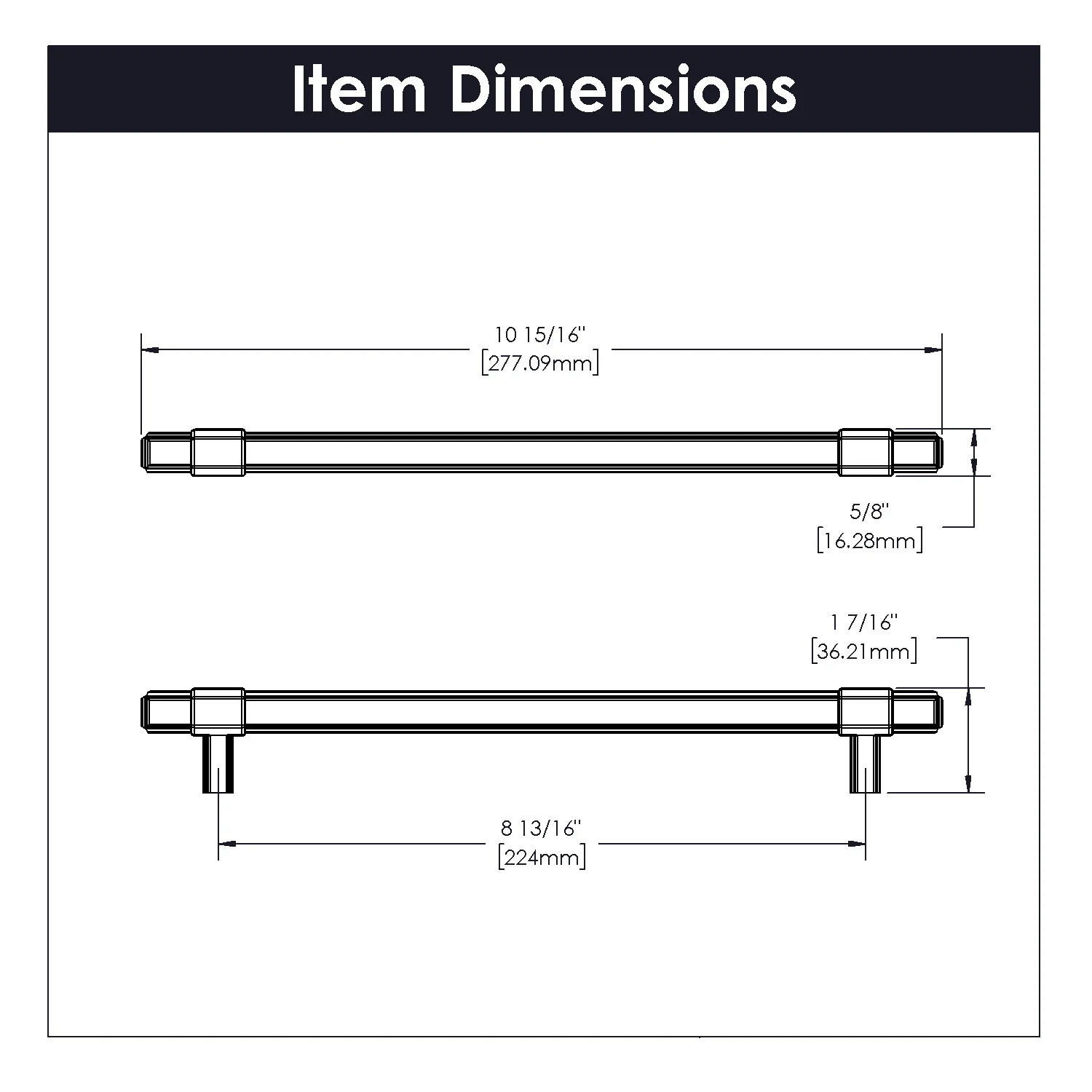 Monroe Pull 8-13/16 Inch (224mm) Center to Center Satin Nickel Finish - Image 3