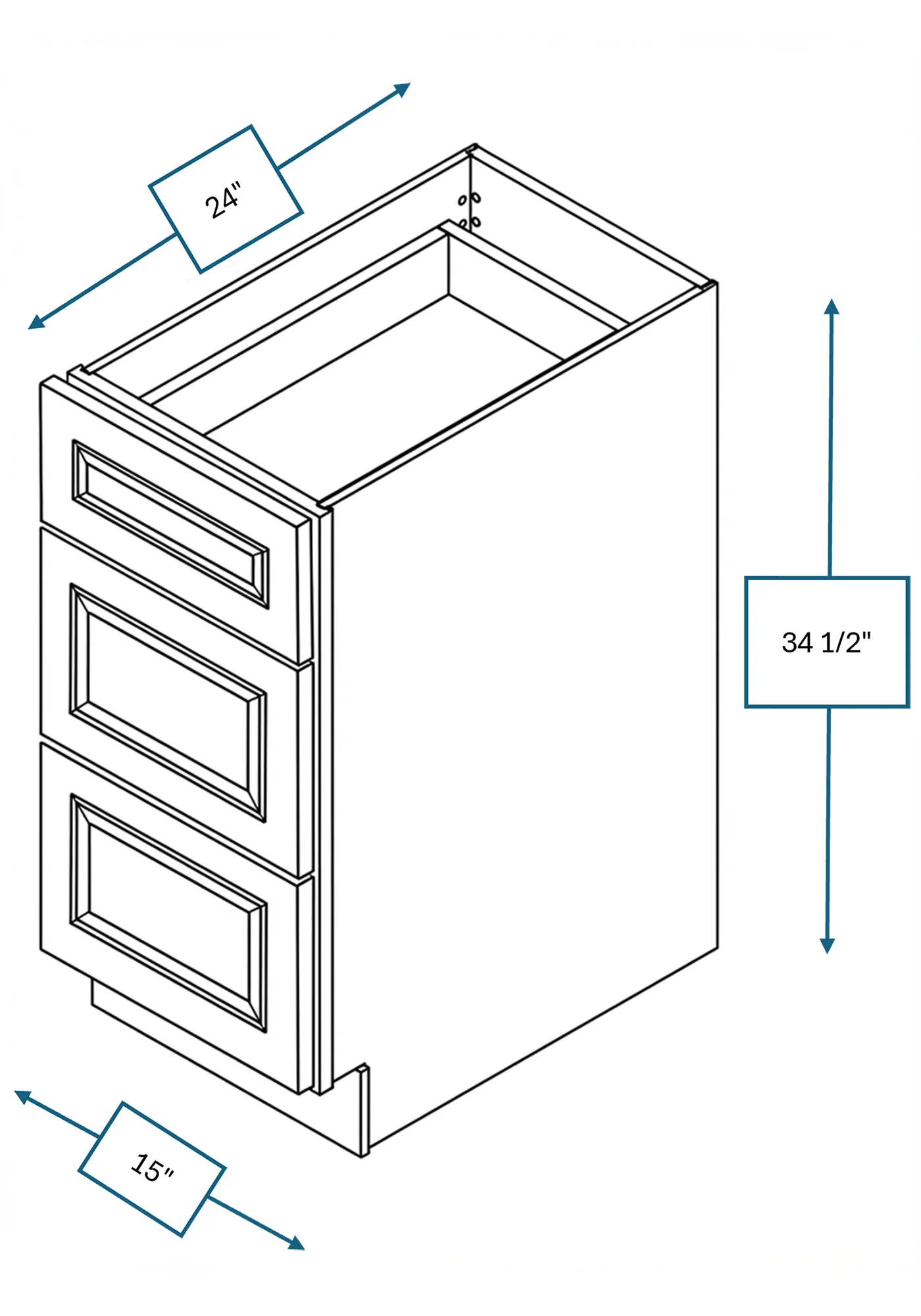 Montpelier Sage Raised Panel 15 in. 3-Drawer Base Cabinet