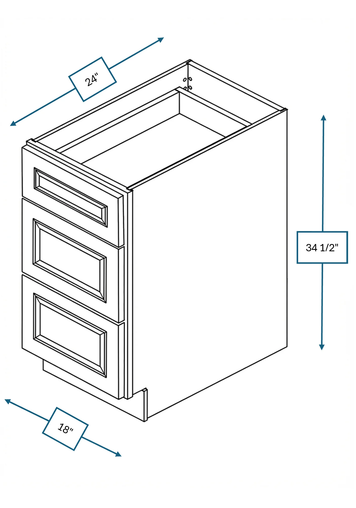 Montpelier Sage Raised Panel 18 in. 3-Drawer Base Cabinet