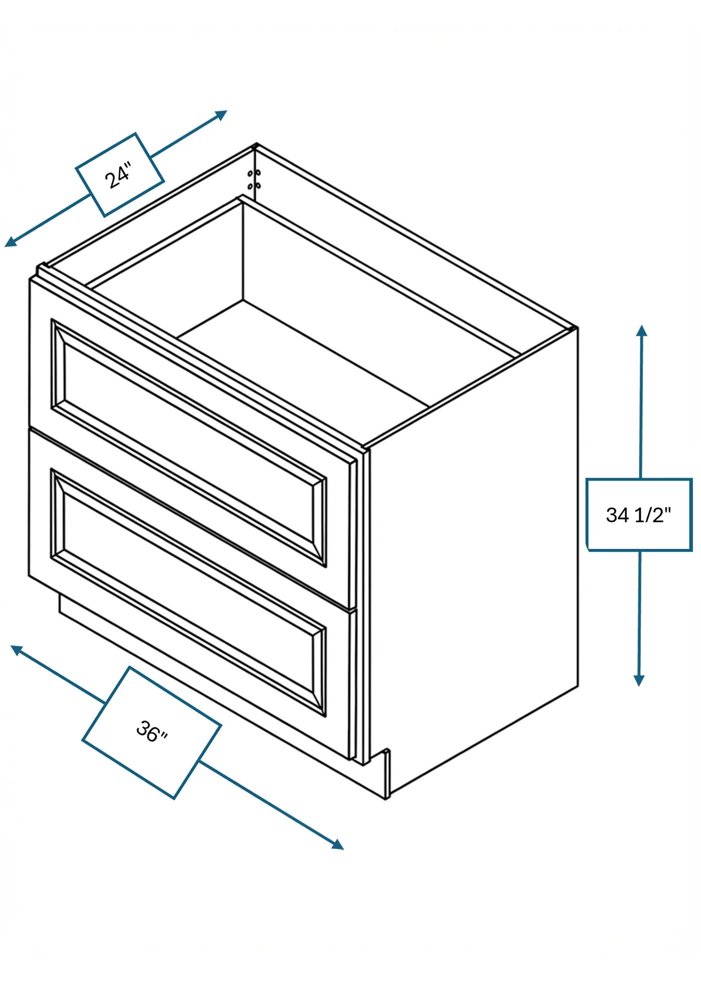 Montpelier Sage Raised Panel 36 in. 2-Drawer Base Cabinet