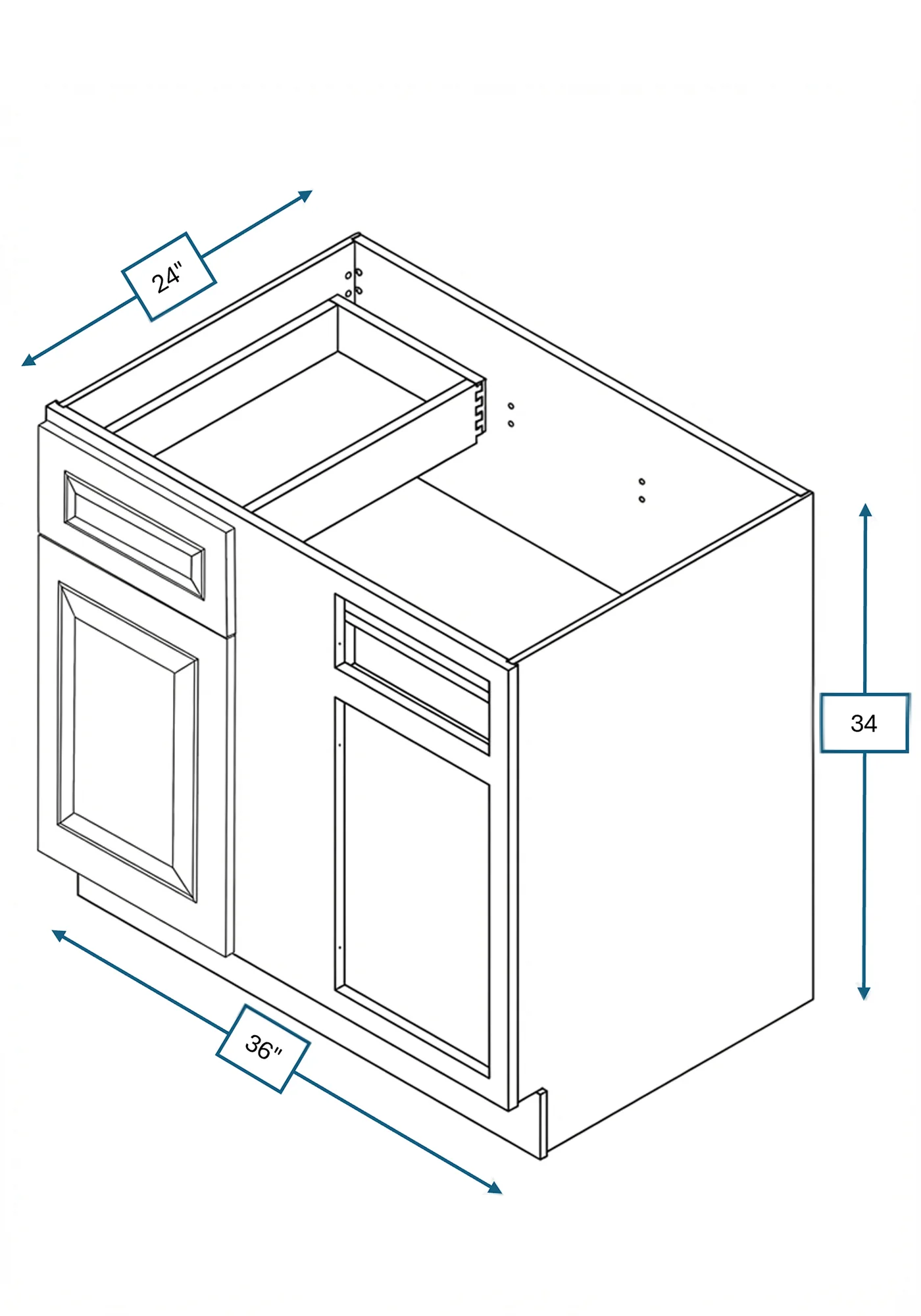 Montpelier Sage Raised Panel 36 in. Blind Base Cabinet, 42 in. Minimum Pull