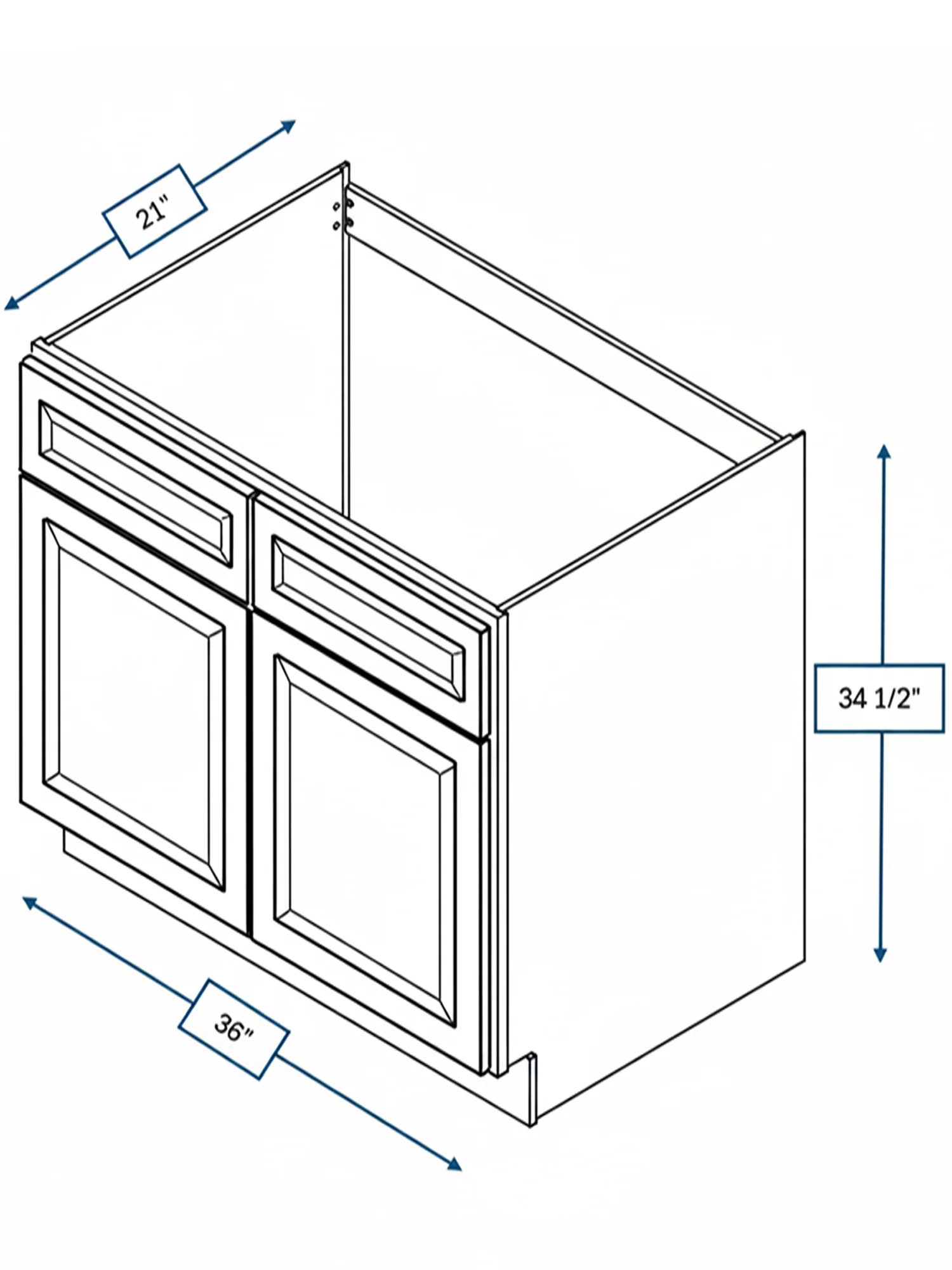 Montpelier Sage Raised Panel 36 in. Vanity Sink Base Cabinet