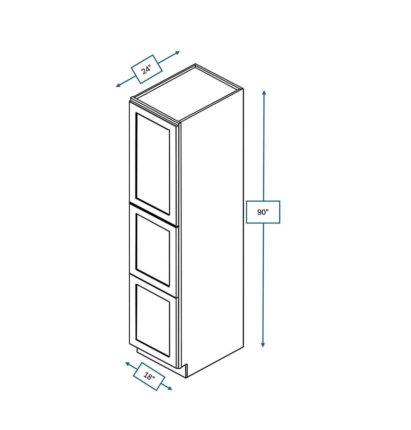 Nantucket Bluff 18 in. Wide x 24 in. Deep x 90 in. Tall - Pantry Shaker Cabinet