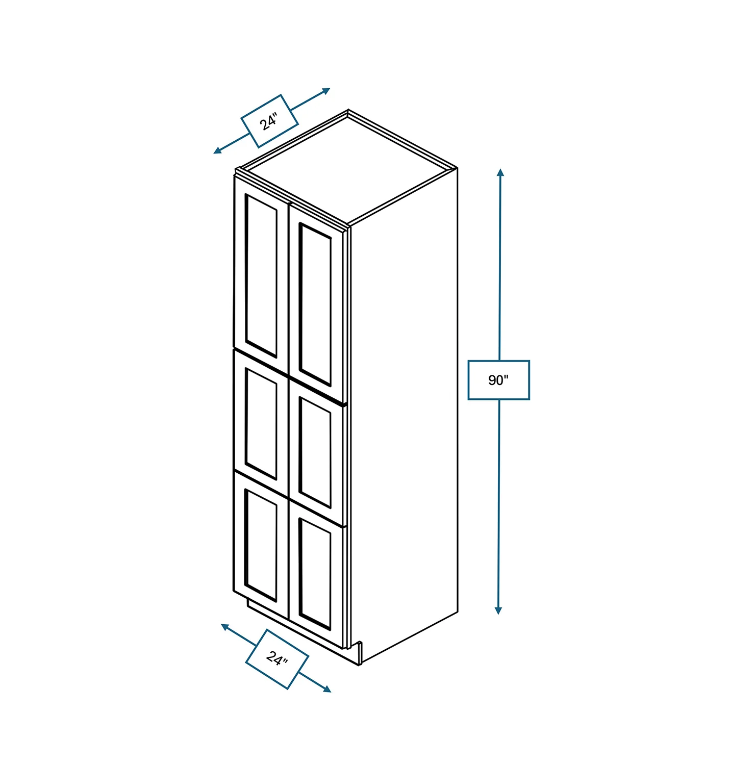 Nantucket Bluff 24 in. Wide x 24 in. Deep x 90 in. Tall - Pantry Shaker Cabinet