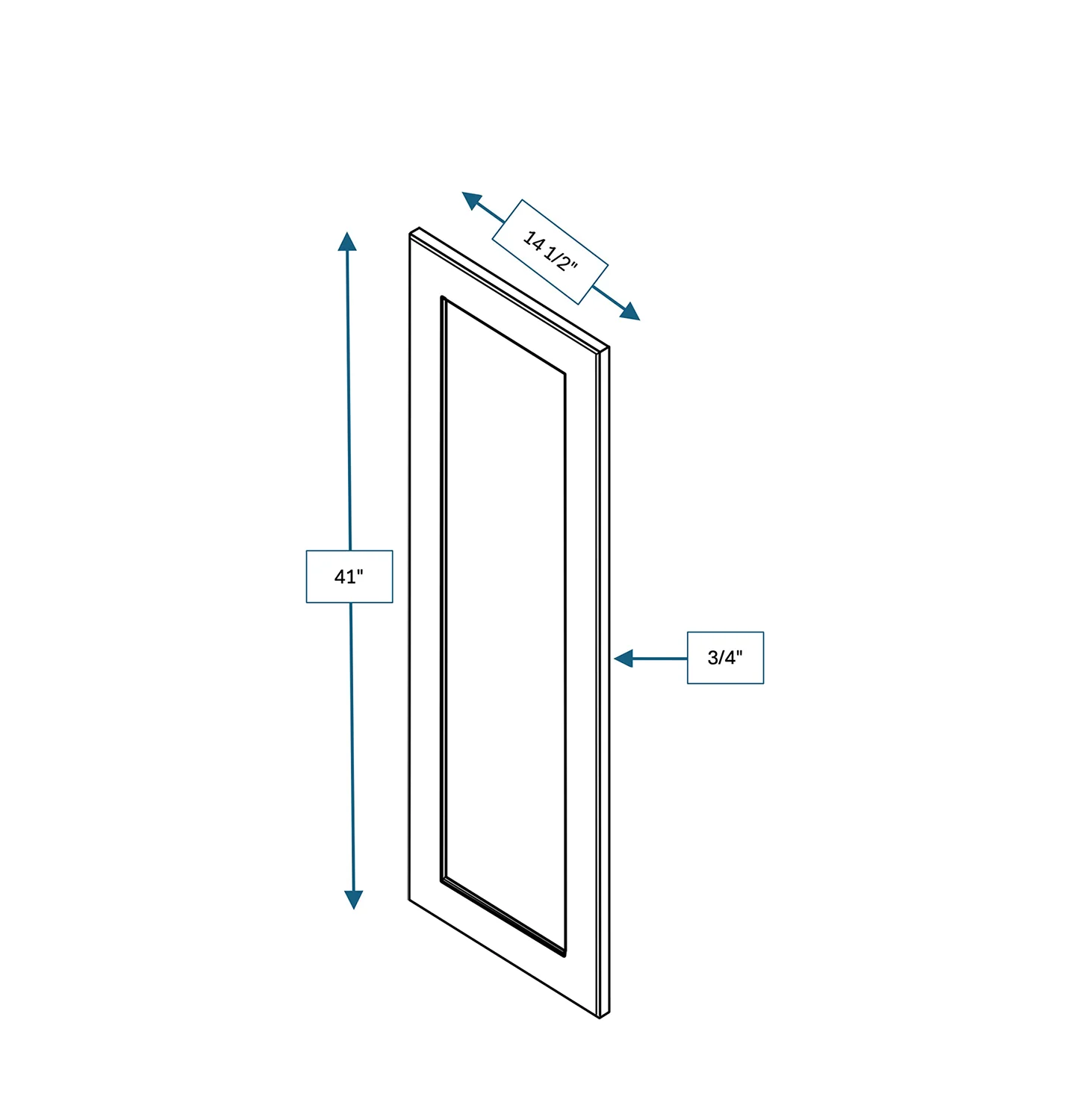 Nantucket Bluff Clear Glass Door for 15 in. Wide x 12 in. Deep x 42 in. Tall - Wall Shaker Cabinet