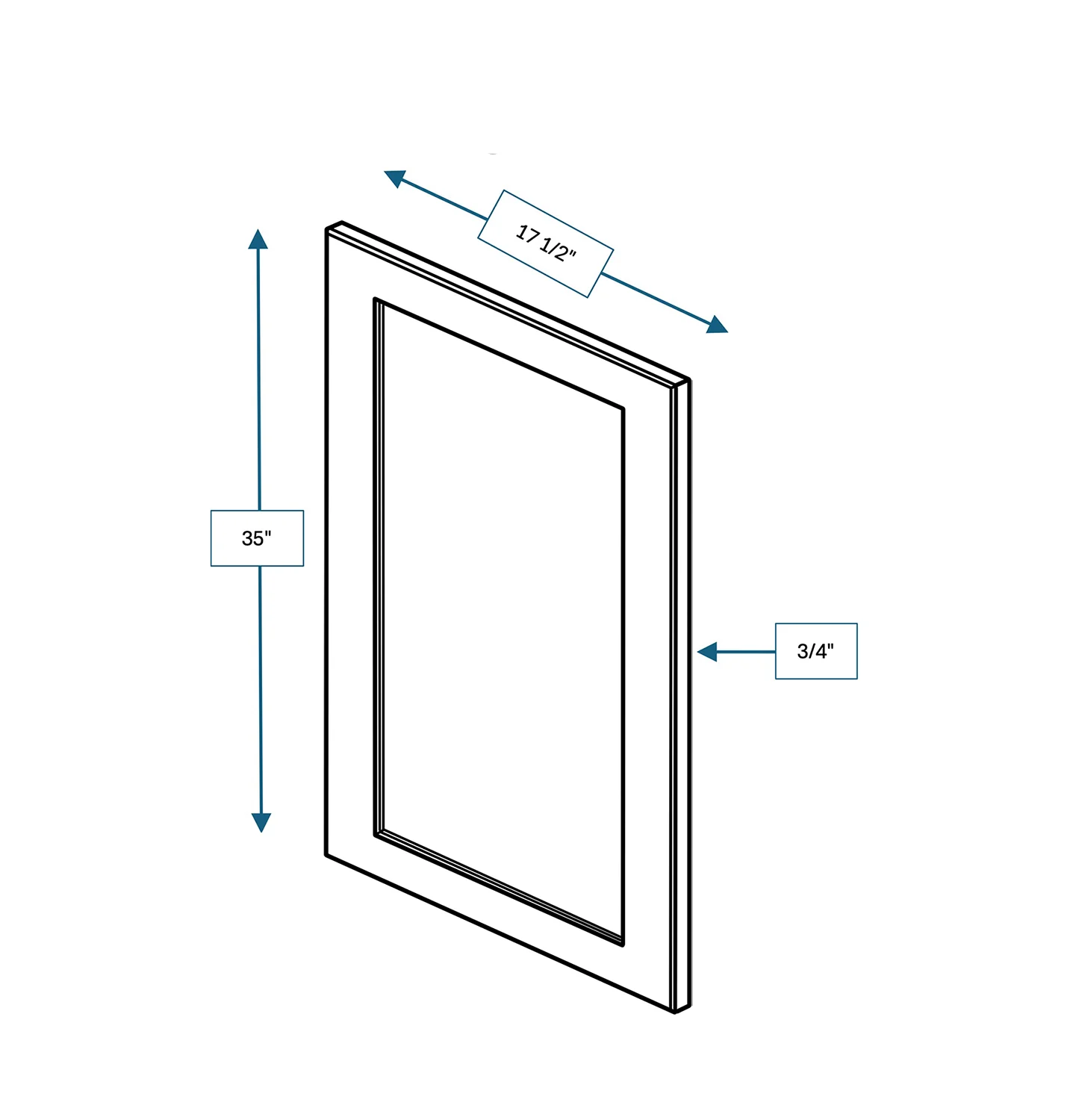 Nantucket Bluff Clear Glass Door for 18 in. Wide x 12 in. Deep x 36 in. Tall - Wall Shaker Cabinet