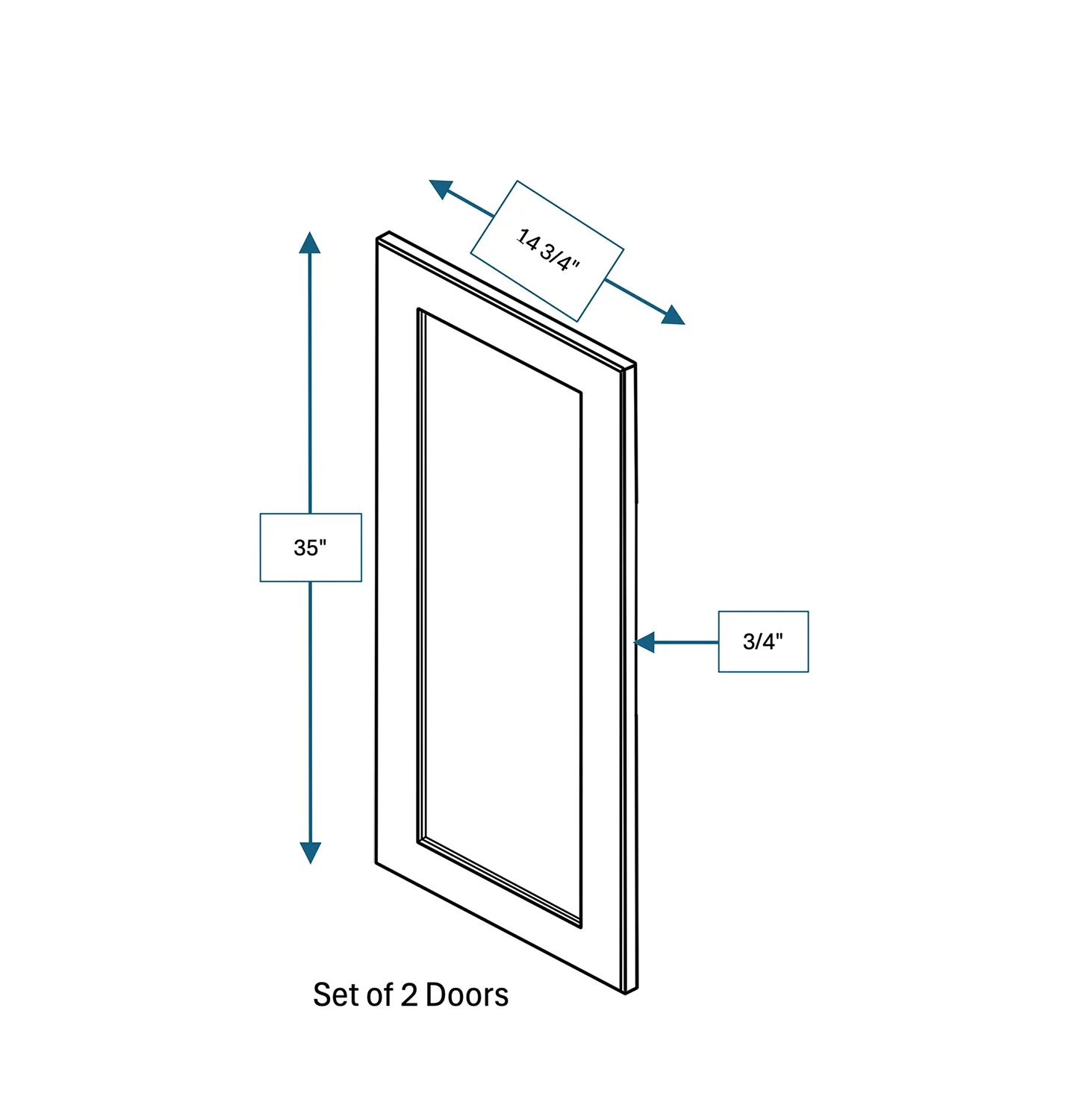 Nantucket Bluff Clear Glass Door for 30 in. Wide x 12 in. Deep x 36 in. Tall - Wall Shaker Cabinet - 2 Pack