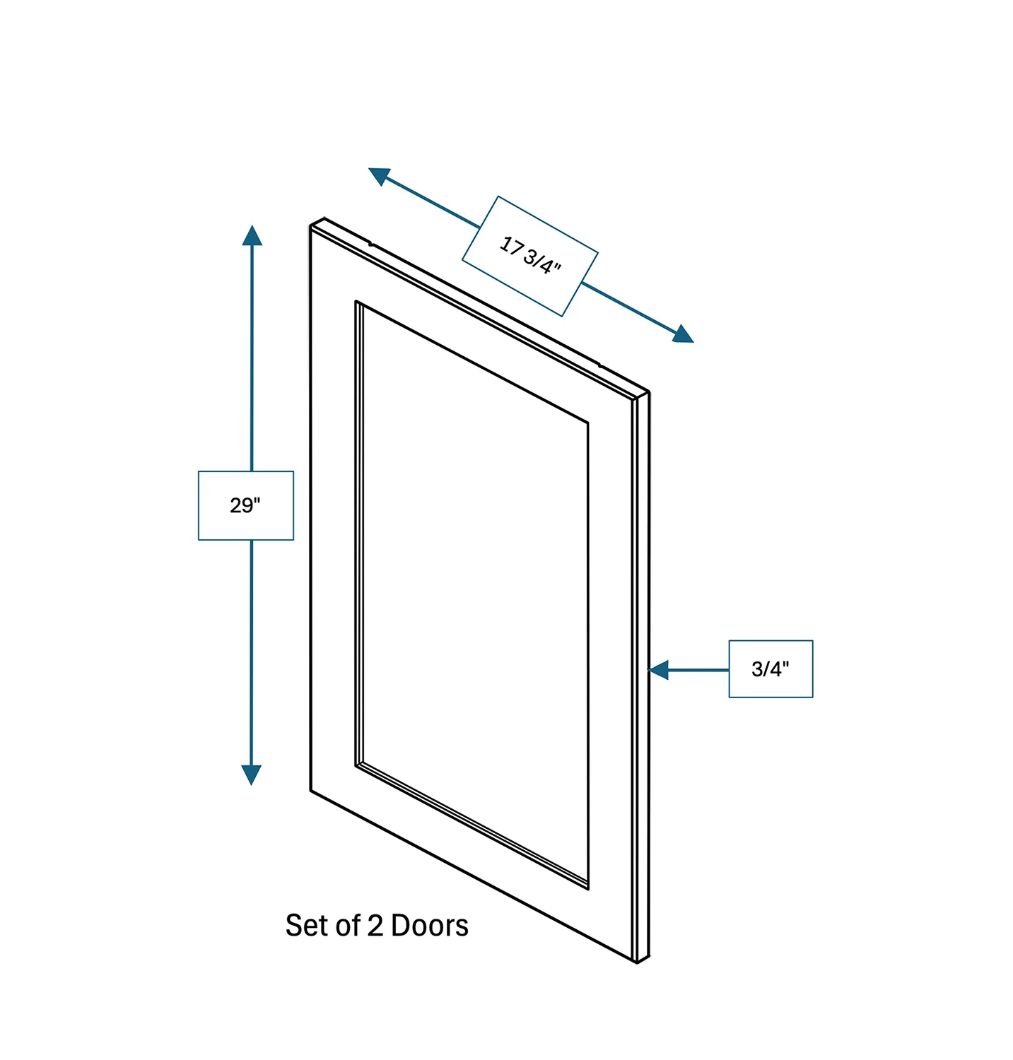 Nantucket Bluff Clear Glass Door for 36 in. Wide x 12 in. Deep x 30 in. Tall - Wall Shaker Cabinet - 2 Pack