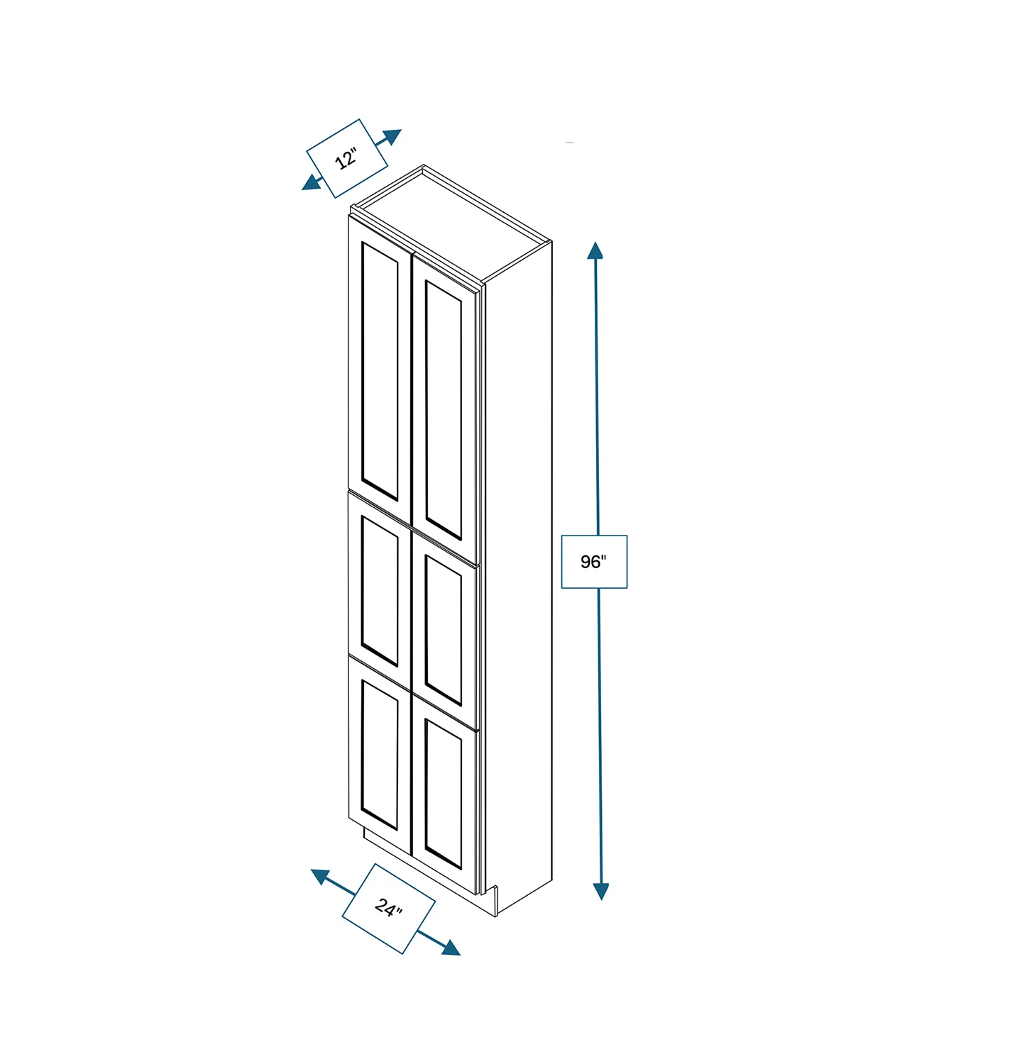 Nantucket Bluff 24 in. Wide x 12 in. Deep x 96 in. Tall - Fridge End Shaker Cabinet