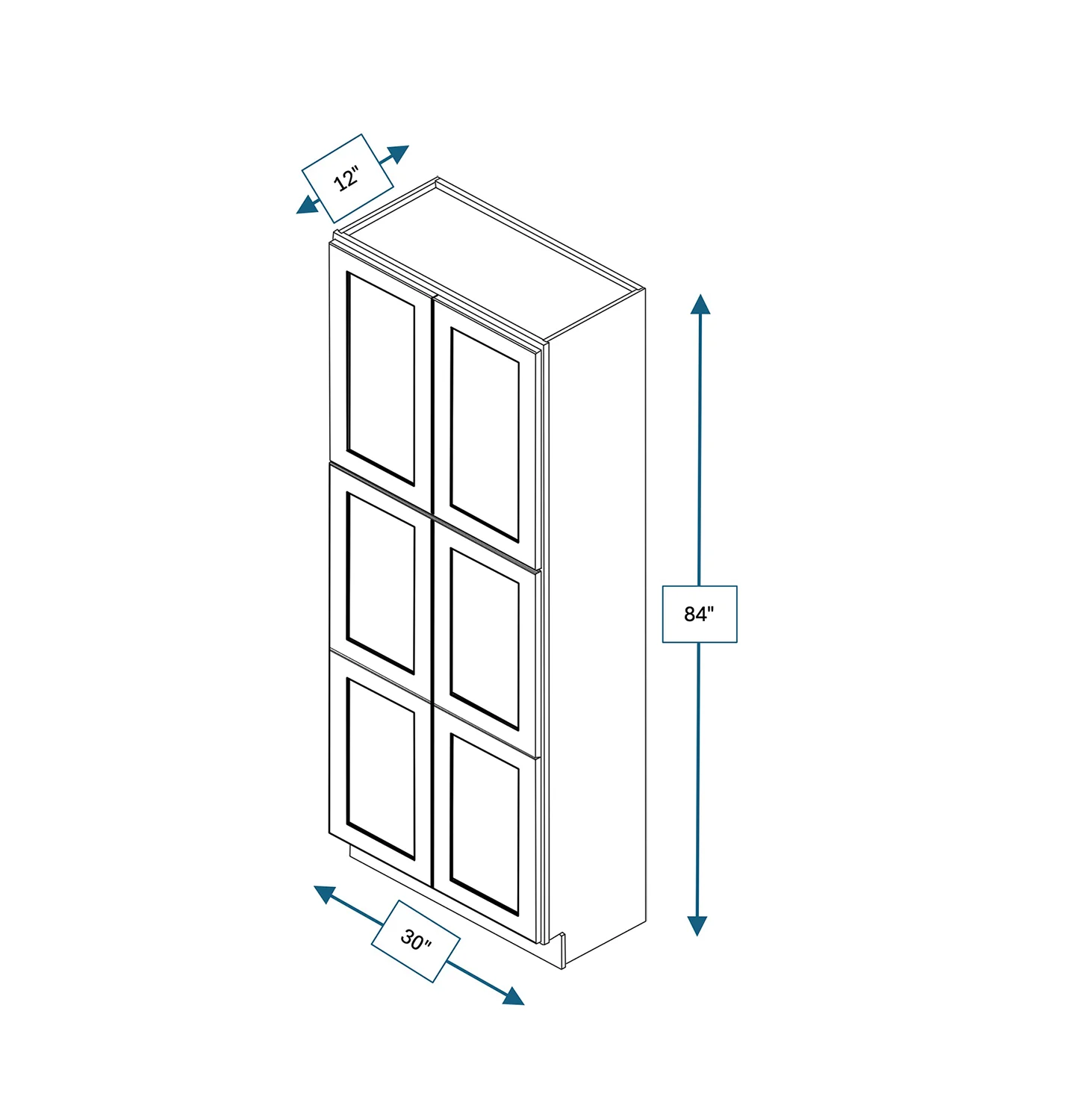 Nantucket Bluff 30 in. Wide x 12 in. Deep x 84 in. Tall - Fridge End Shaker Cabinet