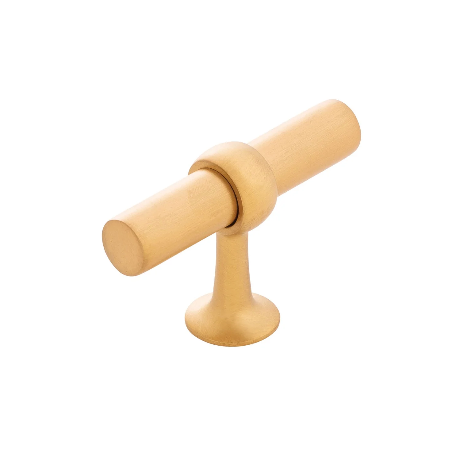 Ostia T-Knob 2-1/2 Inch X 13/16 Inch Brushed Golden Brass Finish