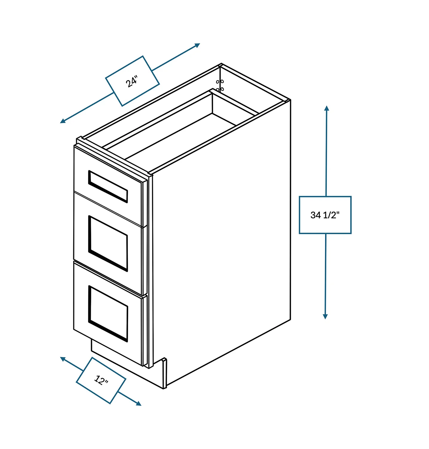 Platinum Grey 12 in. Wide x 24 in. Deep x 34.5 in. Tall - 3-Drawer Base Shaker Cabinet