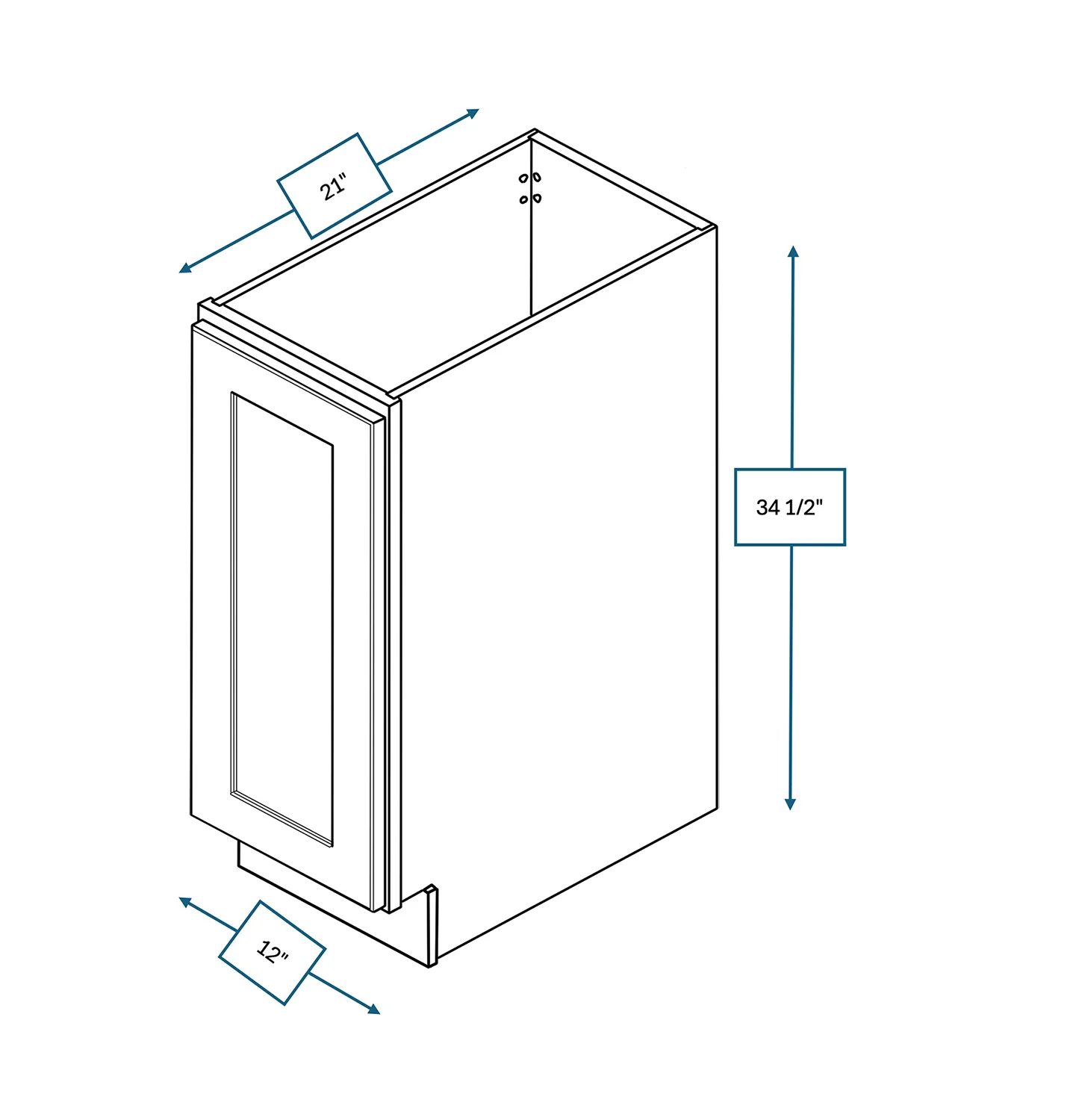 Platinum Grey 12 in. Wide x 21 in. Deep x 34.5 in. Tall - Full Height Door Vanity Base Shaker Cabinet