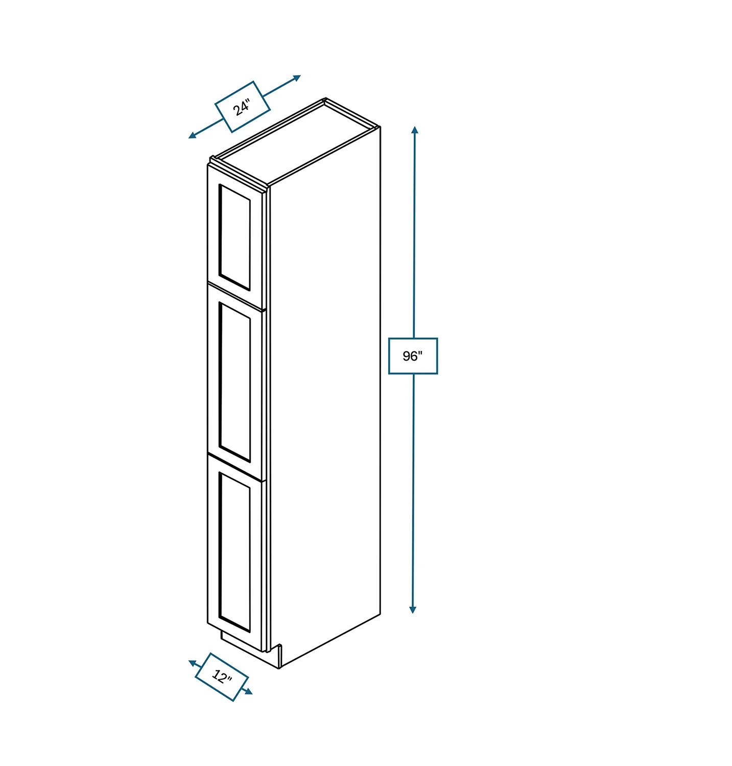 Platinum Grey 12 in. Wide x 24 in. Deep x 96 in. Tall - Utility Shaker Cabinet