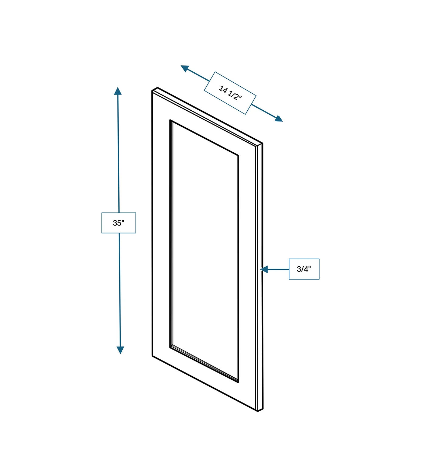 Platinum Grey Clear Glass Door for 15 in. Wide x 12 in. Deep x 36 in. Tall - Wall Shaker Cabinet