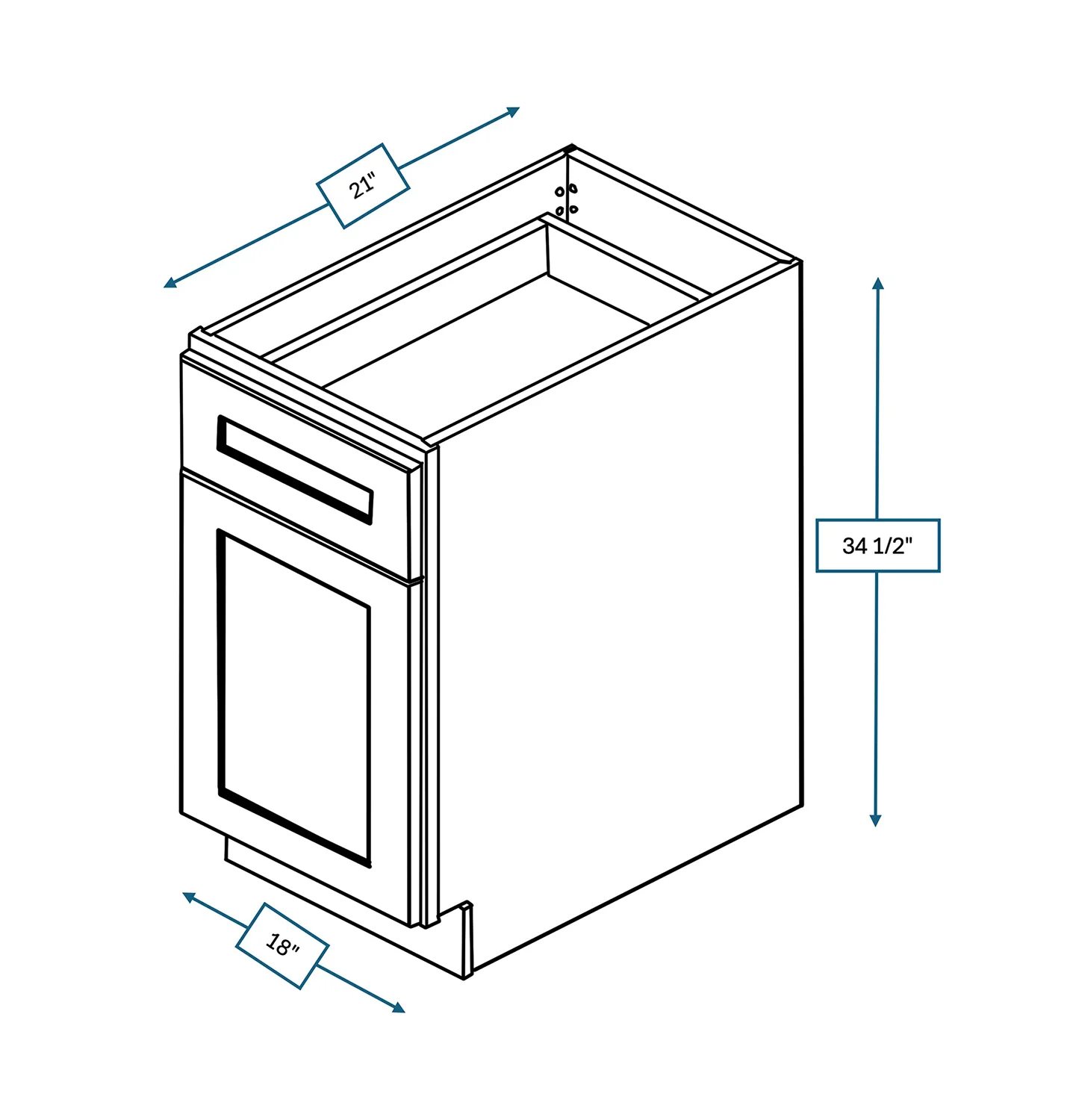 Platinum Grey 18 in. Wide x 21 in. Deep x 34.5 in. Tall - 2-Drawer Vanity Base Shaker Cabinet