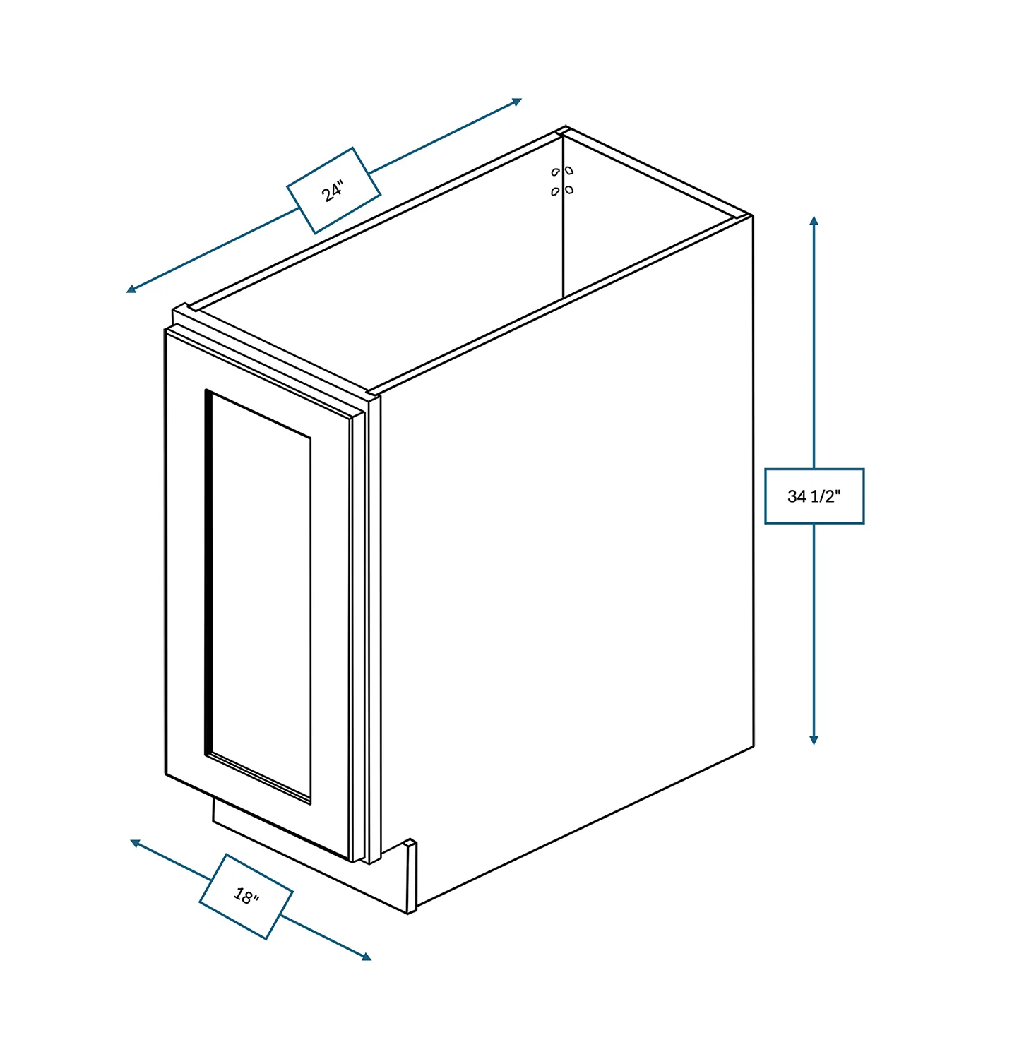 Platinum Grey 18 in. Wide x 24 in. Deep x 34.5 in. Tall - Full Height Door Base Shaker Cabinet