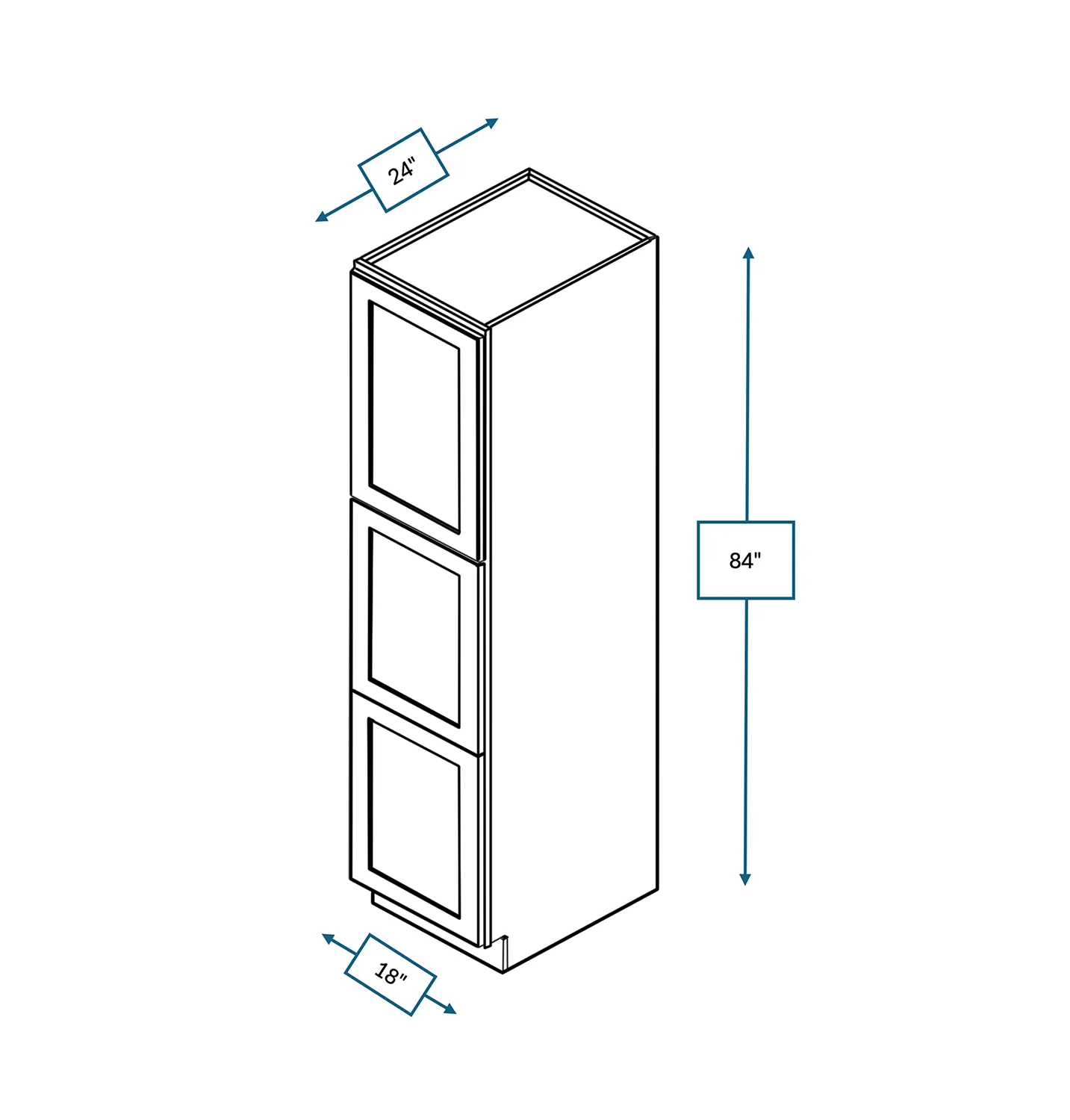 Platinum Grey 18 in. Wide x 24 in. Deep x 84 in. Tall - Pantry Shaker Cabinet