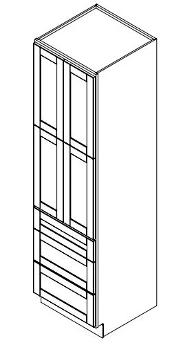 Platinum Grey 24 in. Wide x 24 in. Deep x 90 in. Tall - 3-Drawer Pantry Shaker Cabinet - Image 2