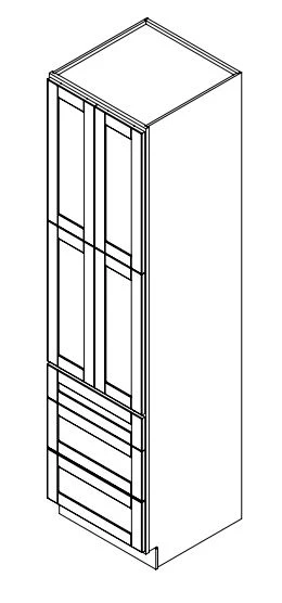 Platinum Grey 24 in. Wide x 24 in. Deep x 96 in. Tall - 3-Drawer Pantry Shaker Cabinet - Image 2
