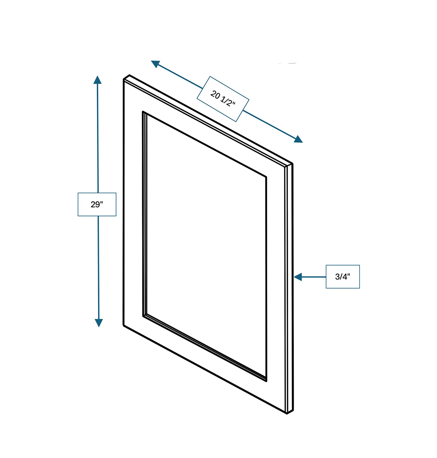 Platinum Grey Clear Glass Door for 21 in. Wide x 12 in. Deep x 30 in. Tall - Wall Shaker Cabinet