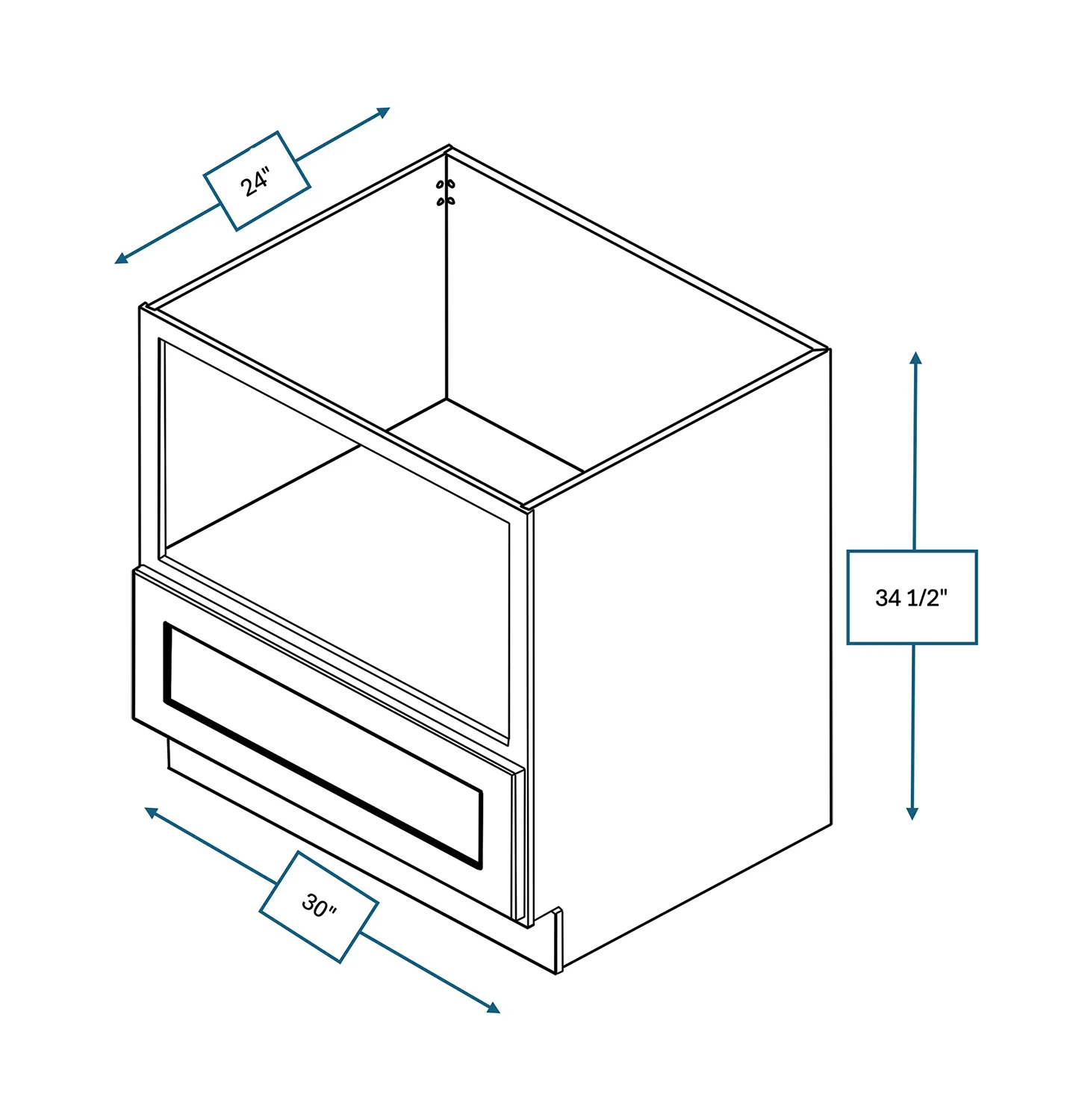 Platinum Grey 30 in. Wide x 24 in. Deep x 34.5 in. Tall - Microwave Base Shaker Cabinet
