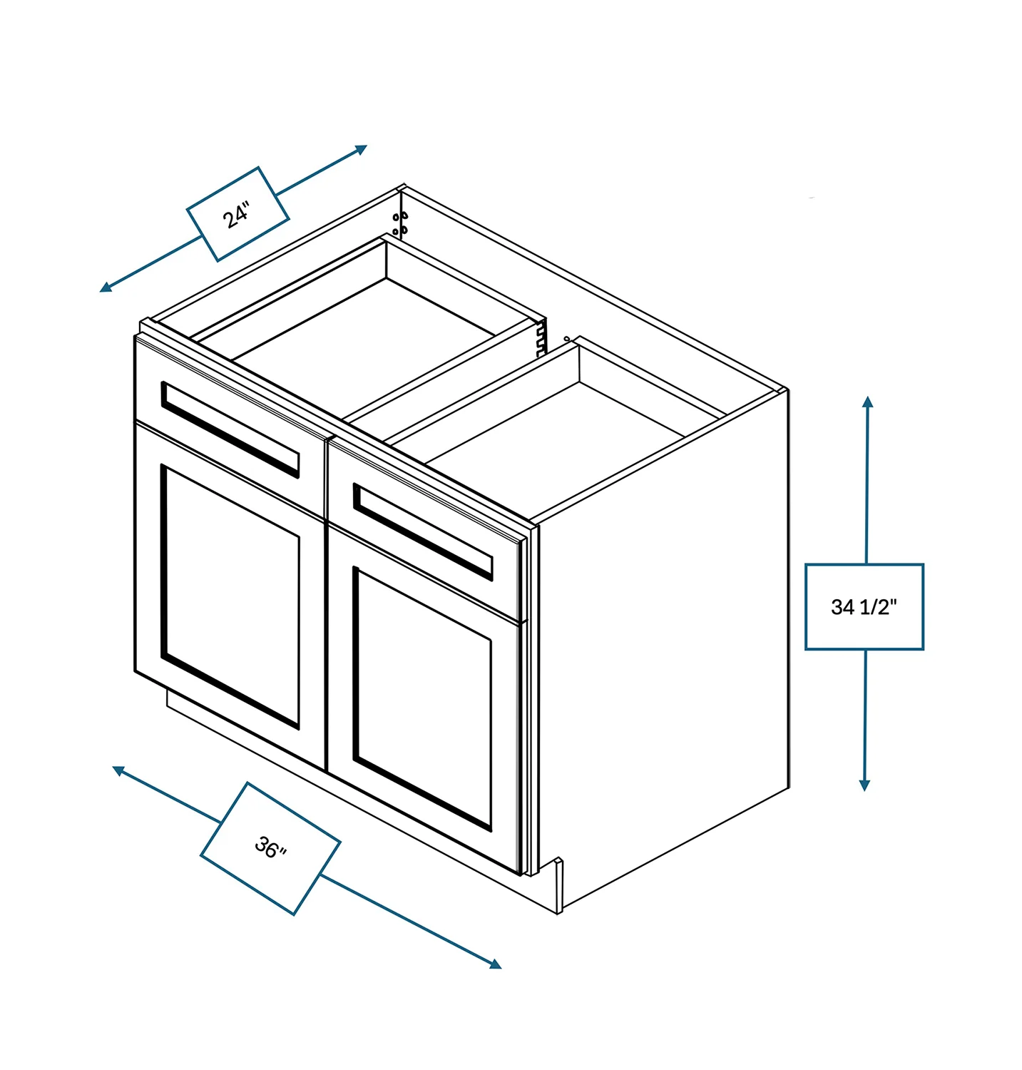 Platinum Grey 36 in. Wide x 24 in. Deep x 34.5 in. Tall - Base Shaker Cabinet